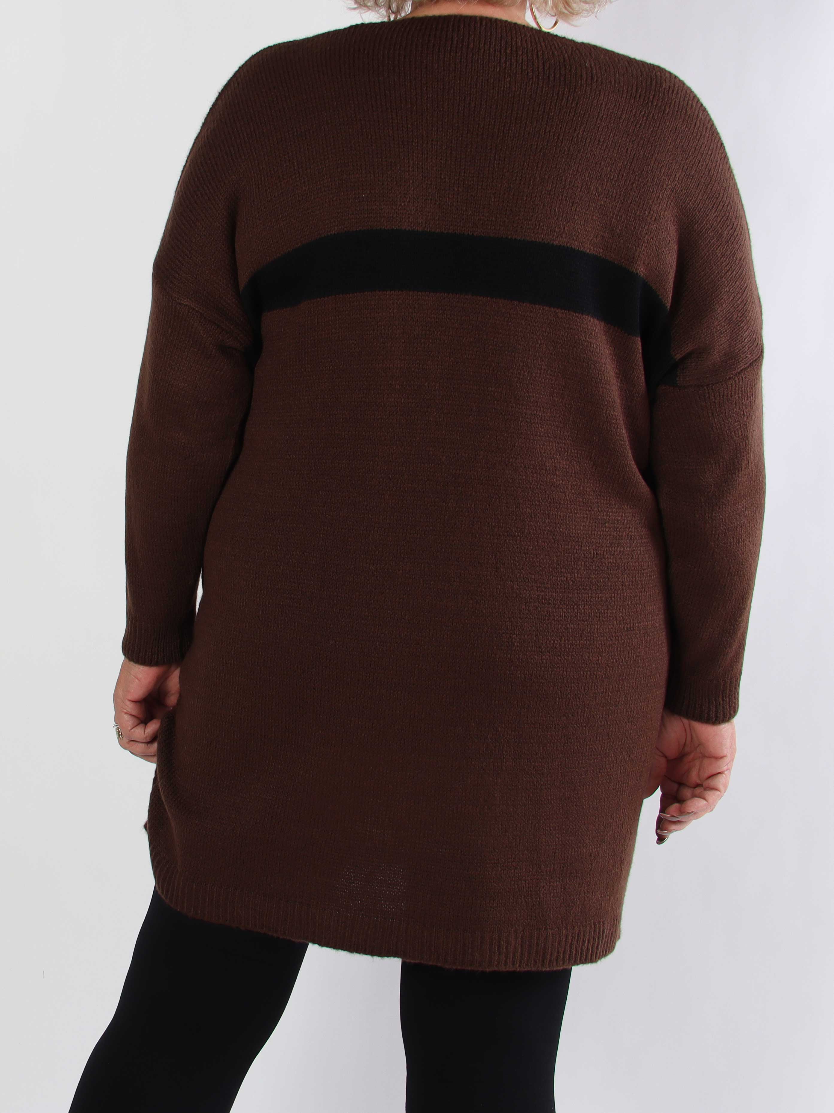 Berra - Plus size strikkjole med bånd og sløjfe