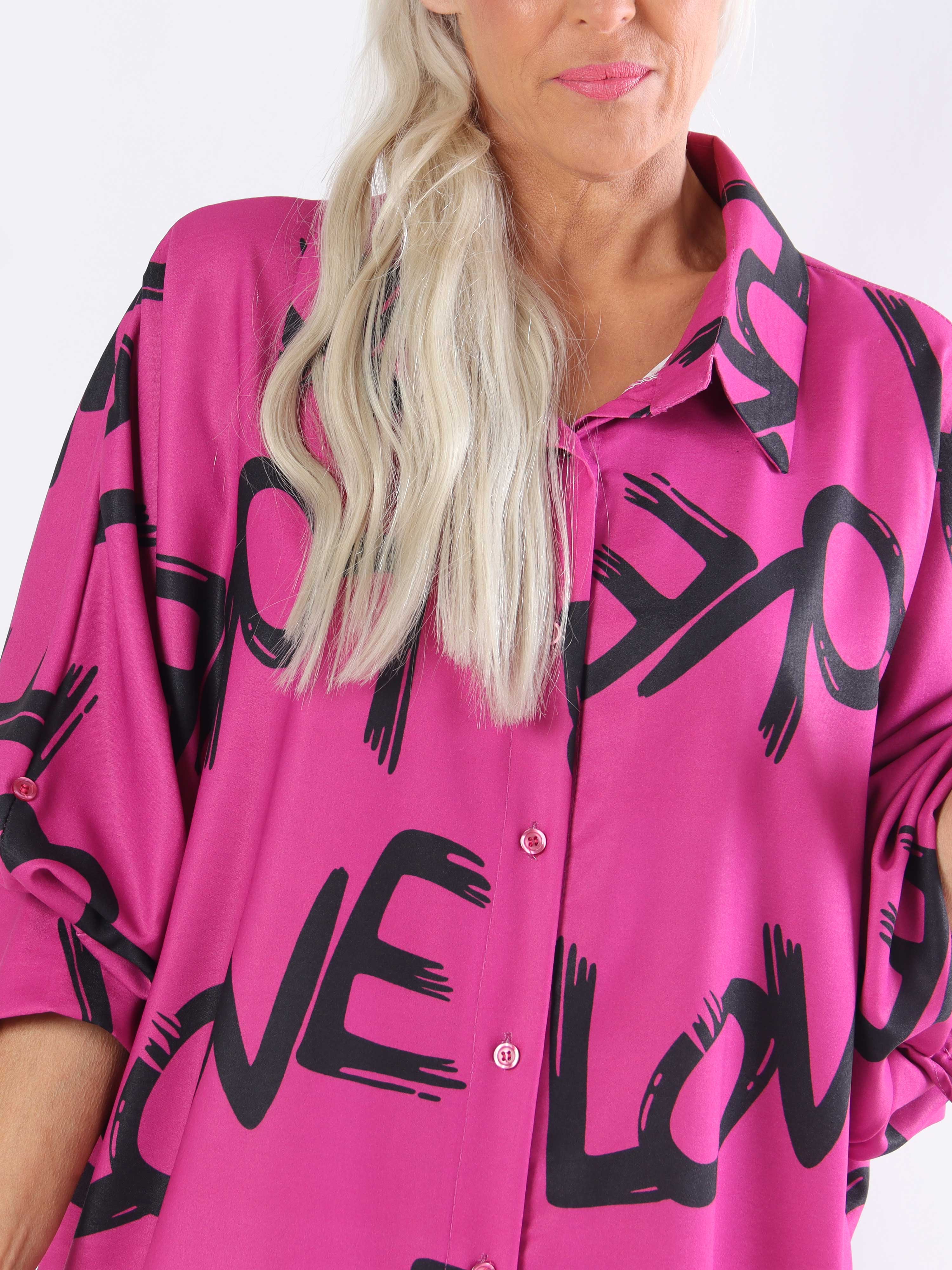 Havana - Plus size skjortekjole med love stående