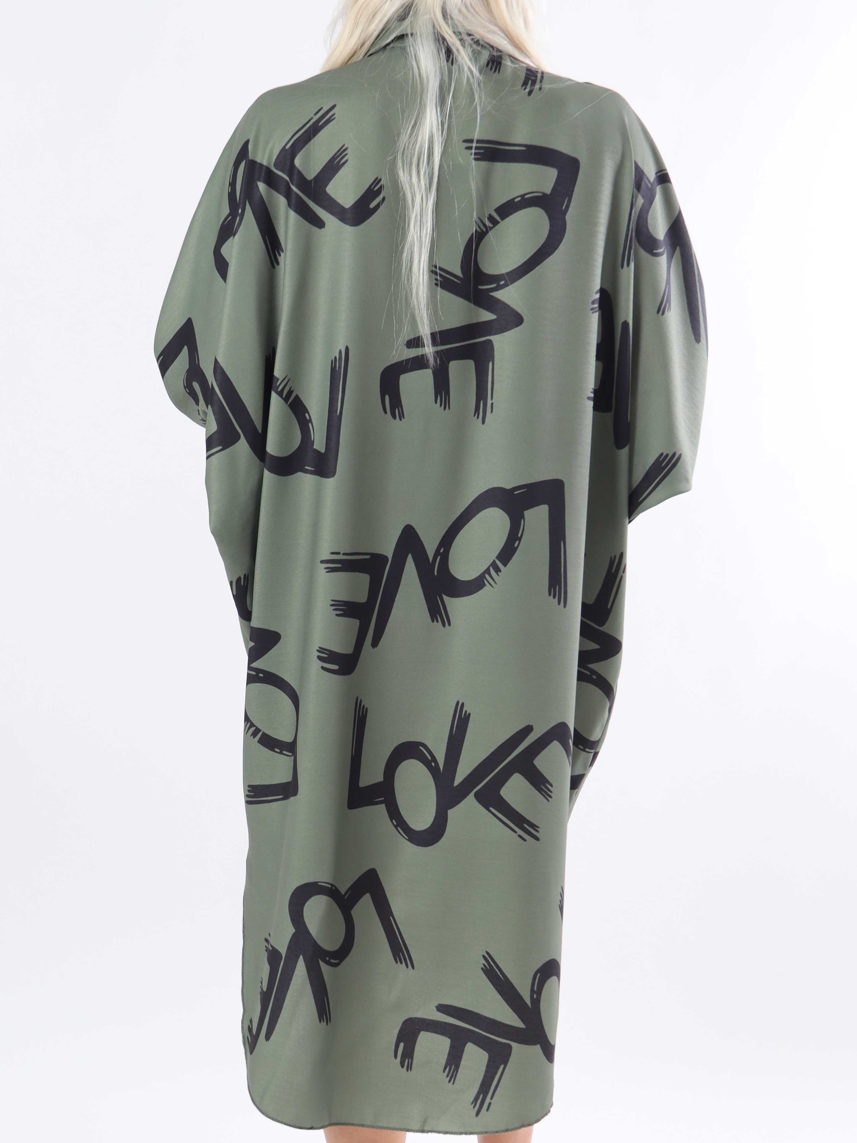 Havana - Plus size skjortekjole med love stående