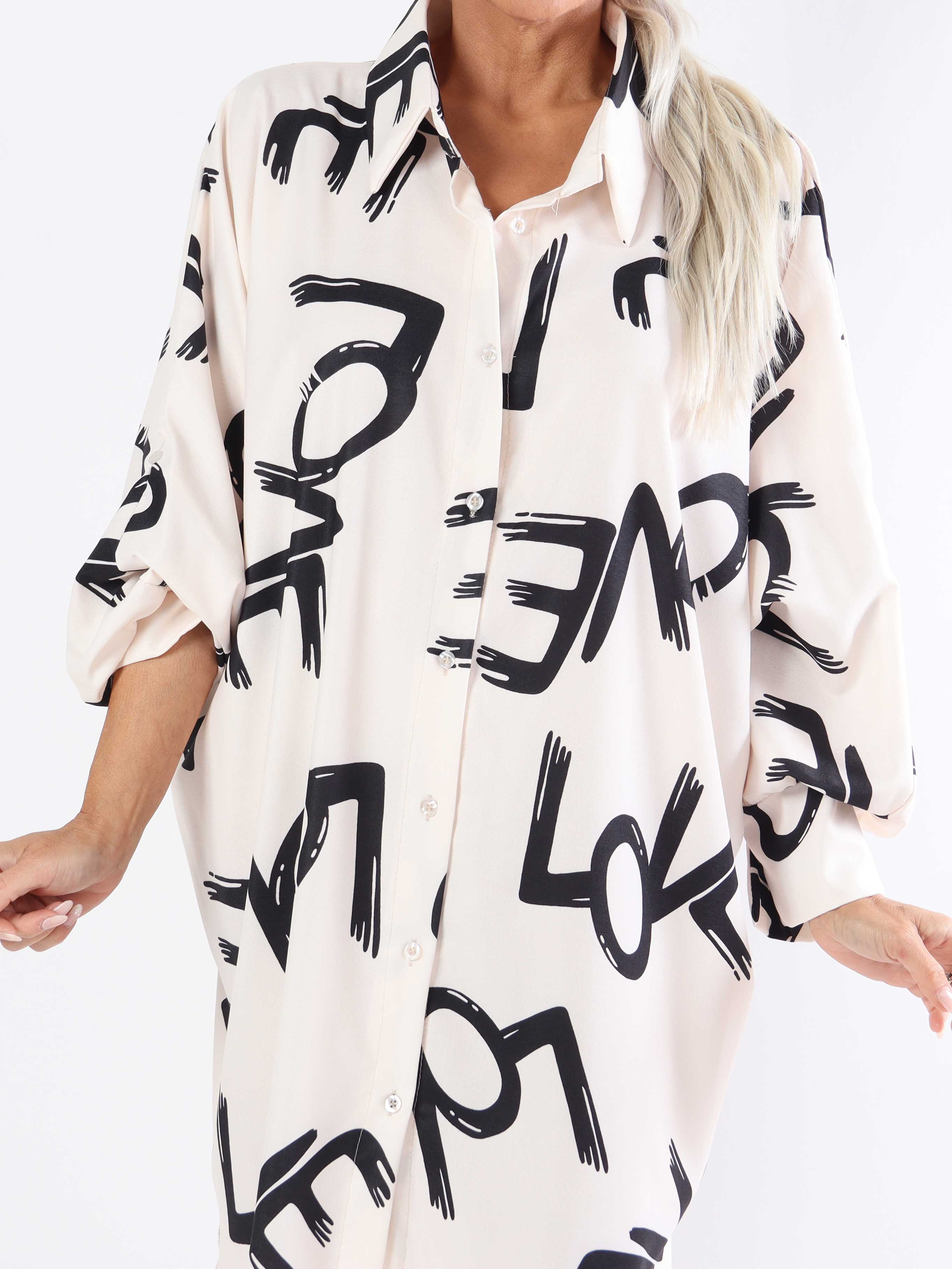 Havana - Plus size skjortekjole med love stående