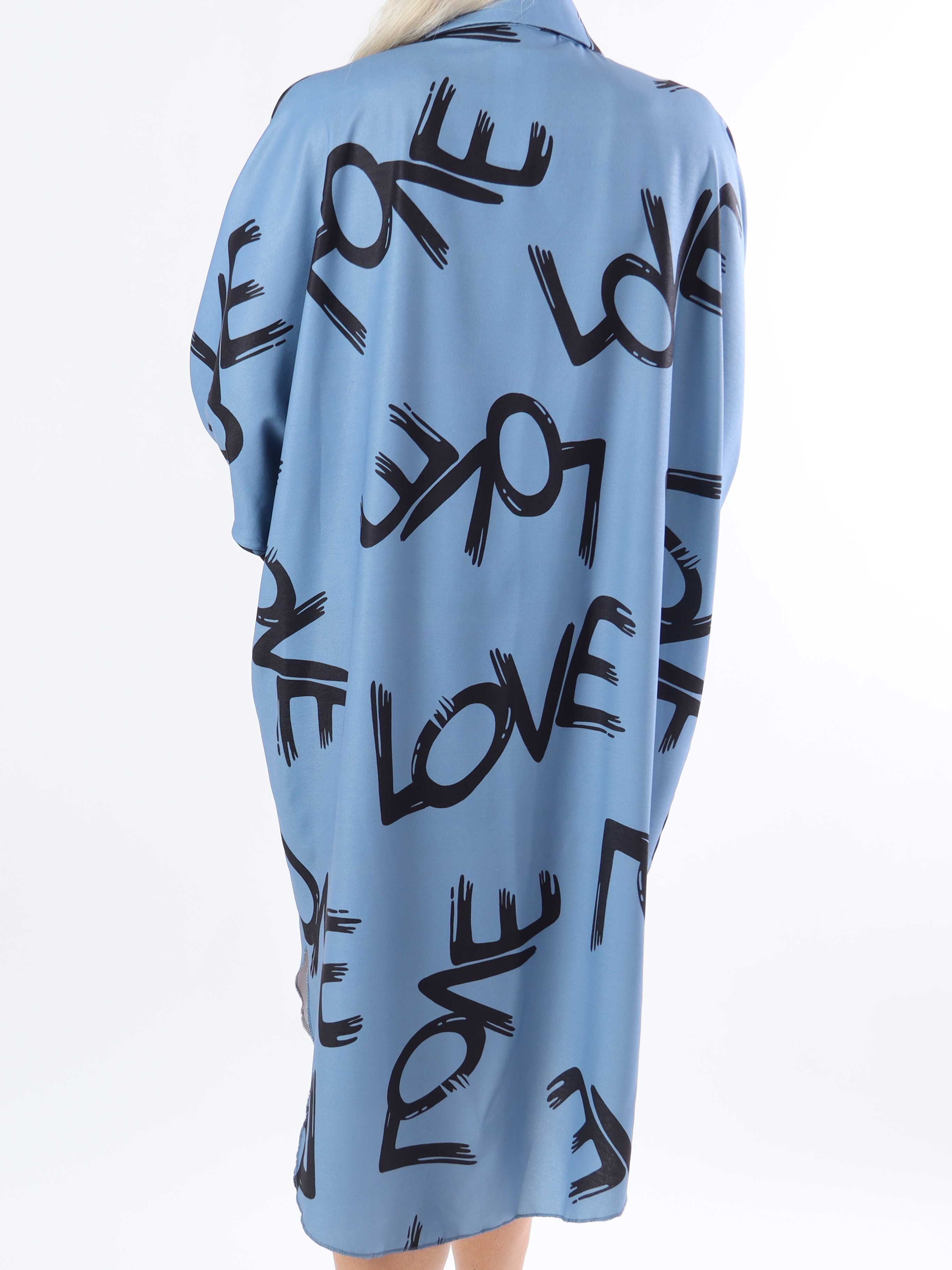 Havana - Plus size skjortekjole med love stående