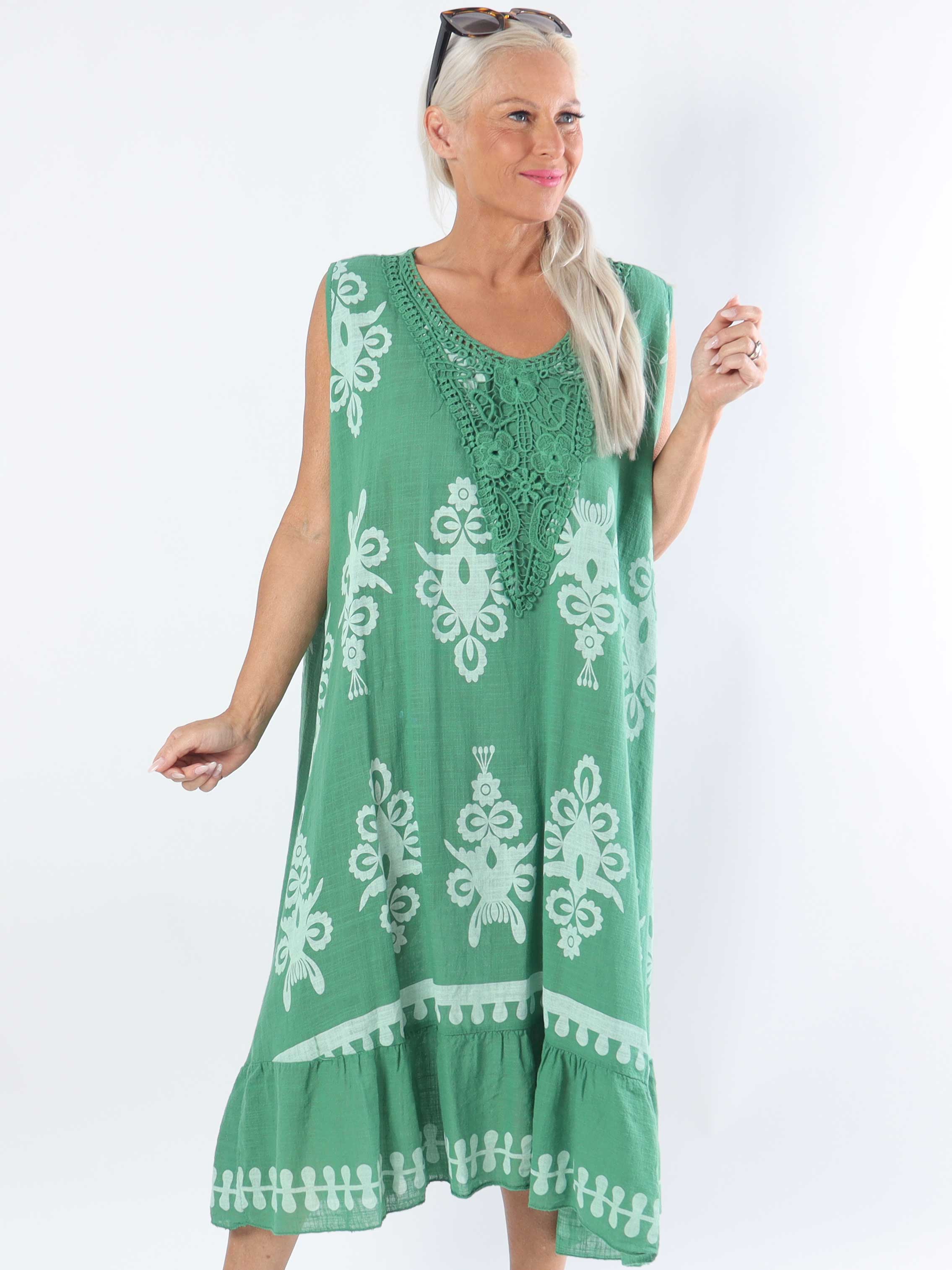 Tanzania - Smuk plus size bomuldskjole i hørlignende stof