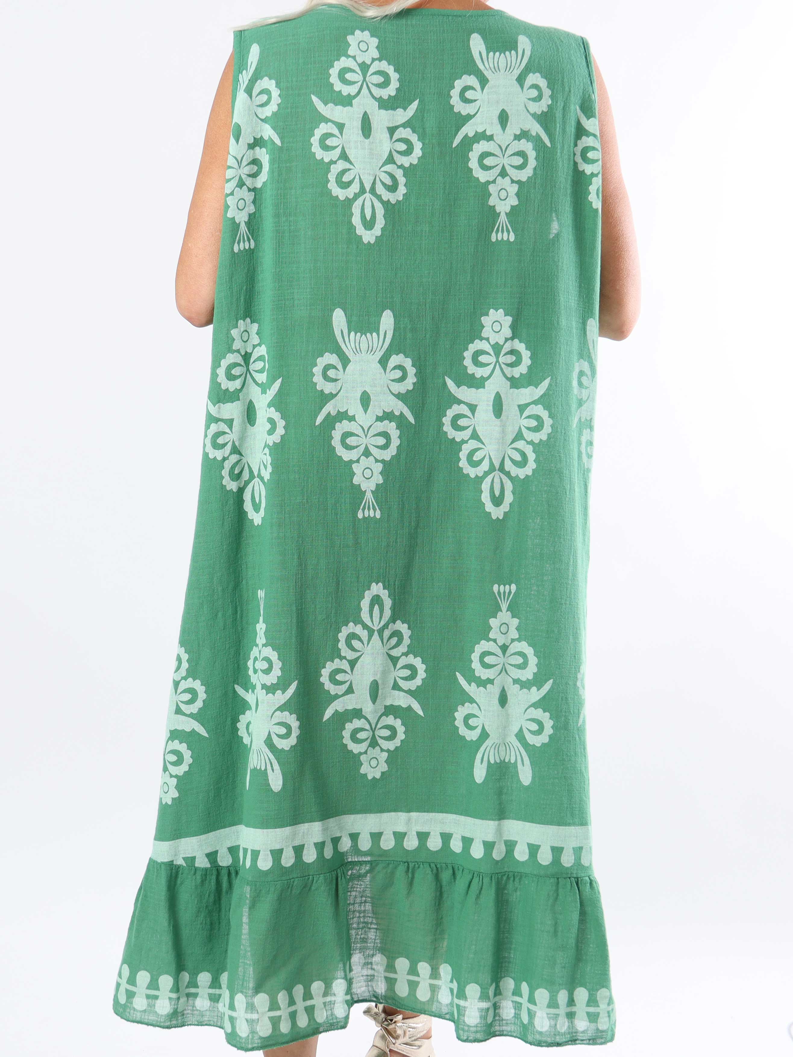 Tanzania - Smuk plus size bomuldskjole i hørlignende stof