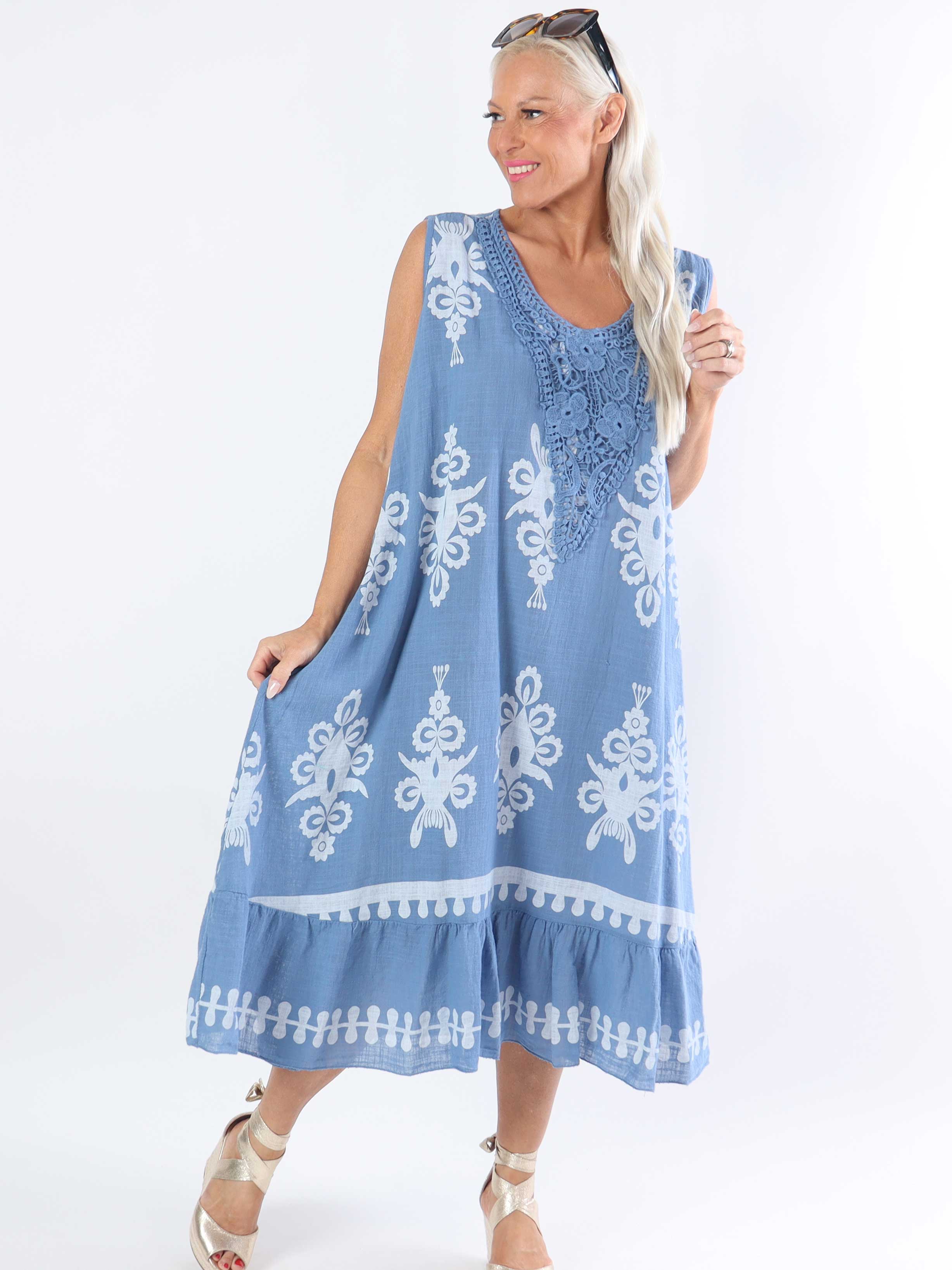 Tanzania - Smuk plus size bomuldskjole i hørlignende stof