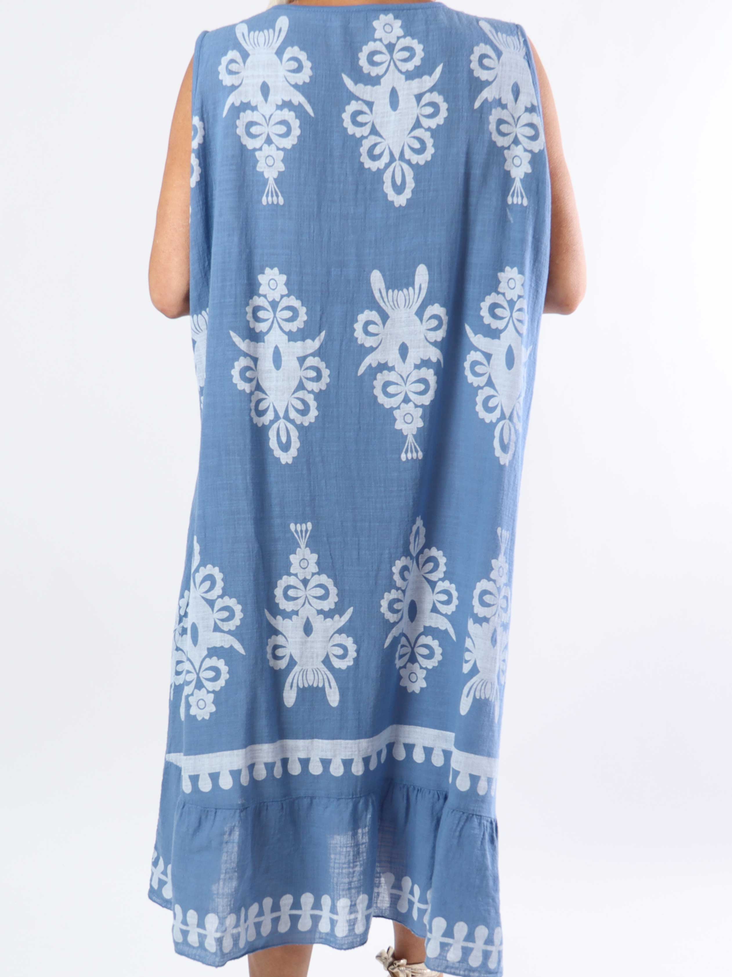 Tanzania - Smuk plus size bomuldskjole i hørlignende stof