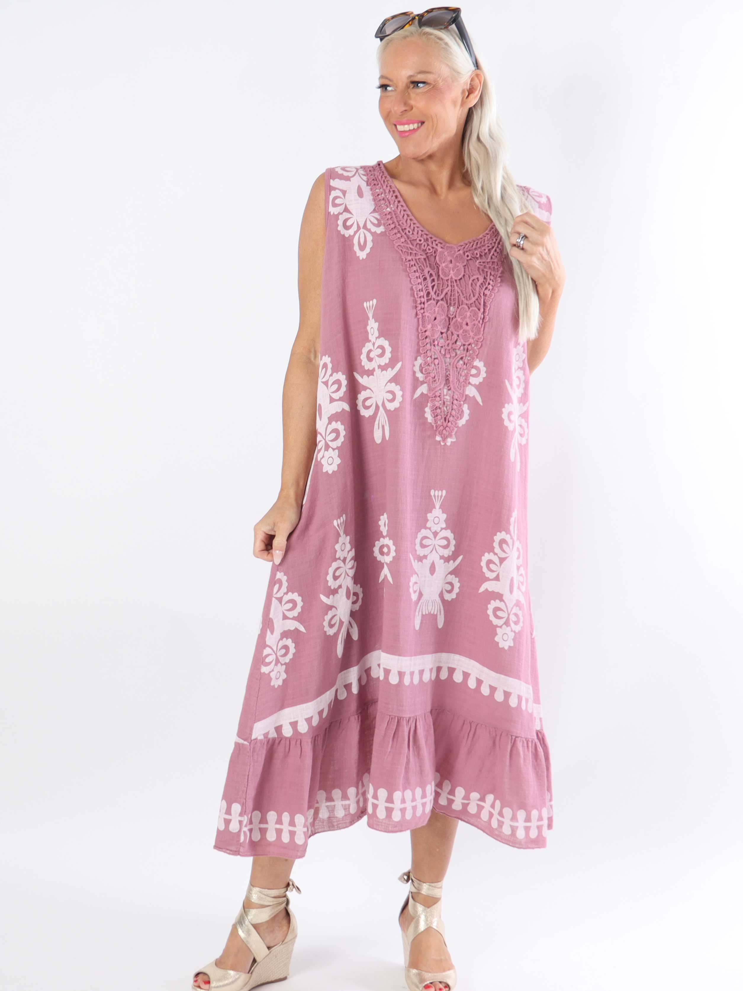 Tanzania - Smuk plus size bomuldskjole i hørlignende stof