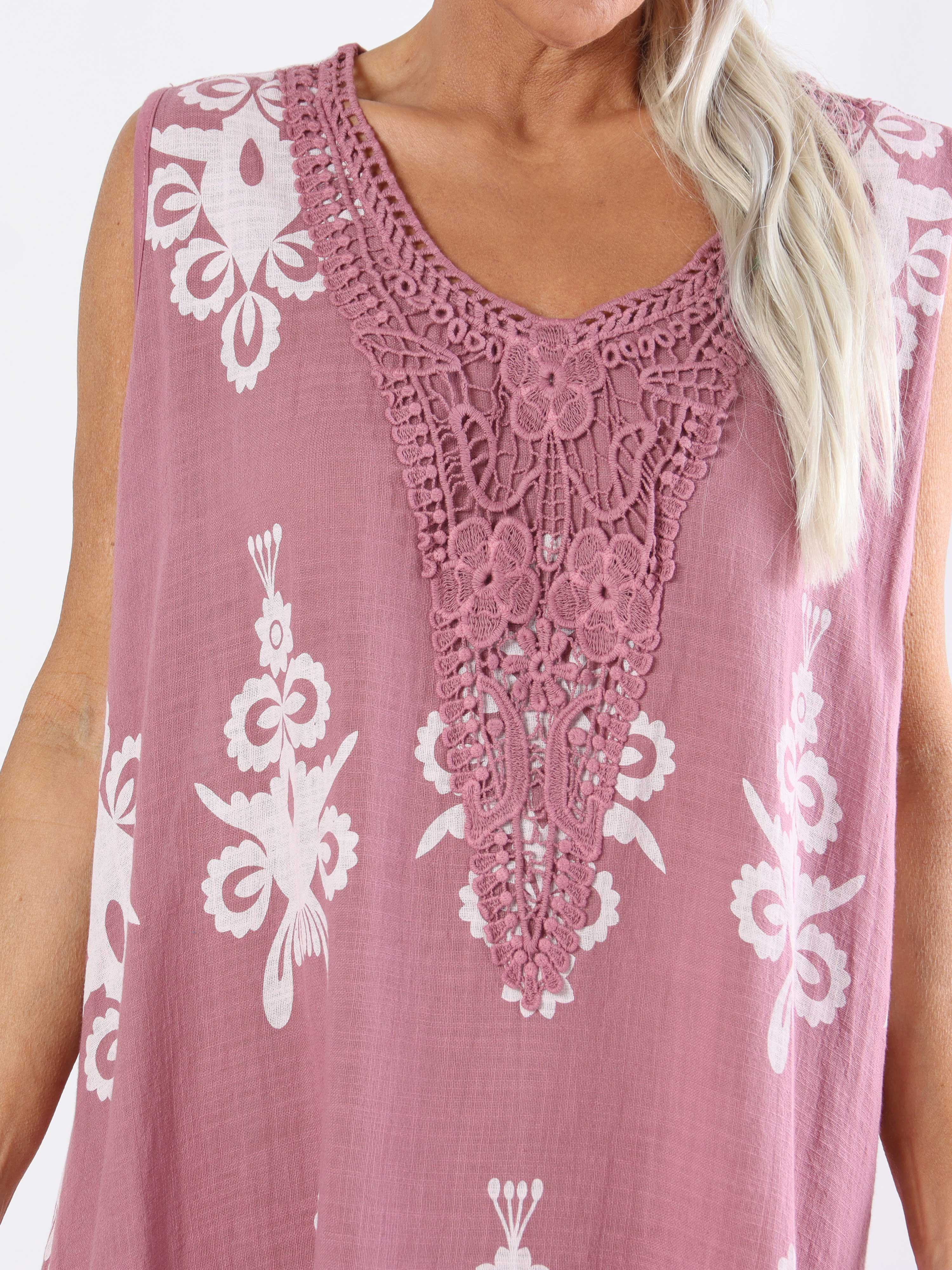 Tanzania - Smuk plus size bomuldskjole i hørlignende stof