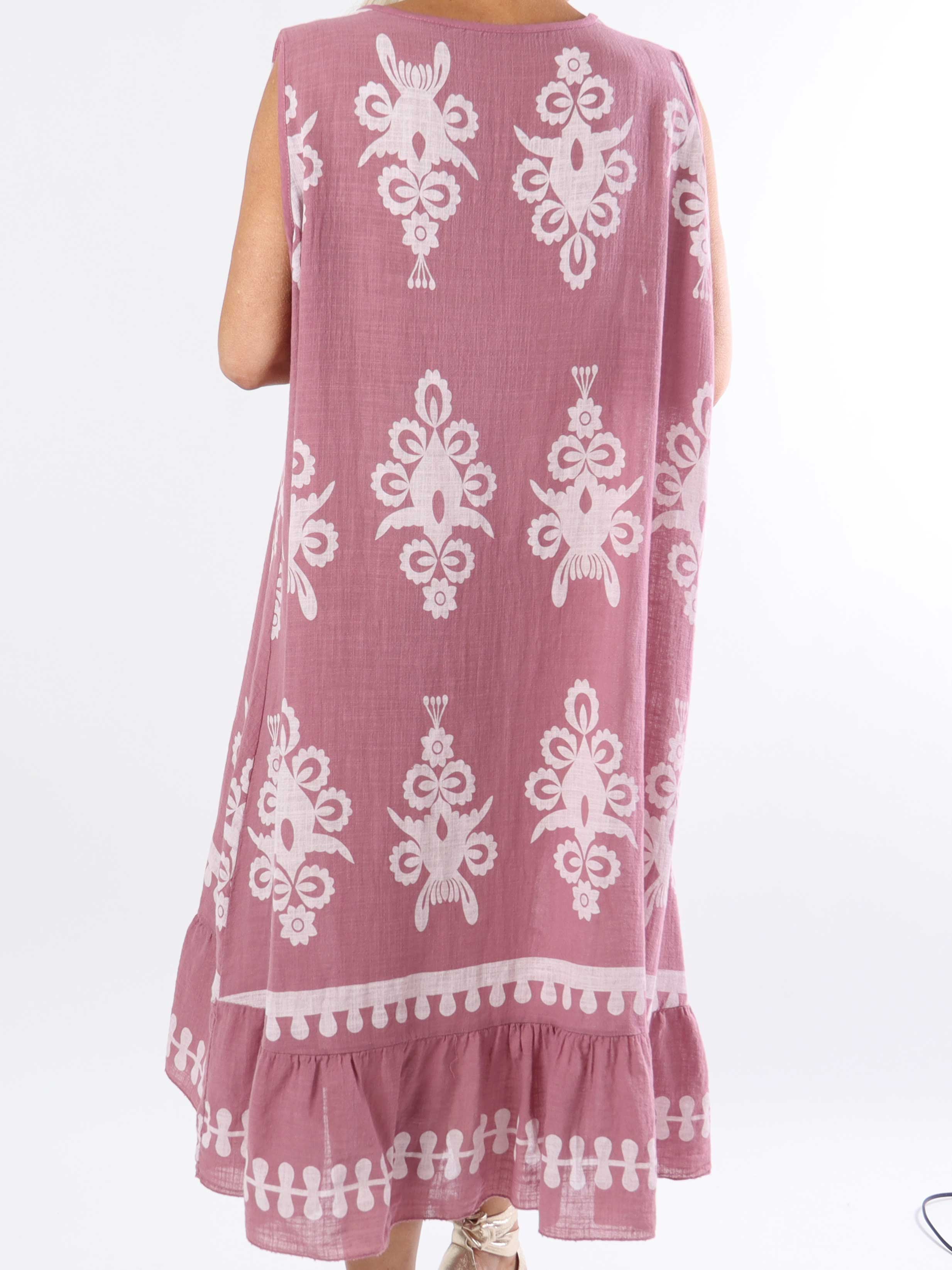 Tanzania - Smuk plus size bomuldskjole i hørlignende stof