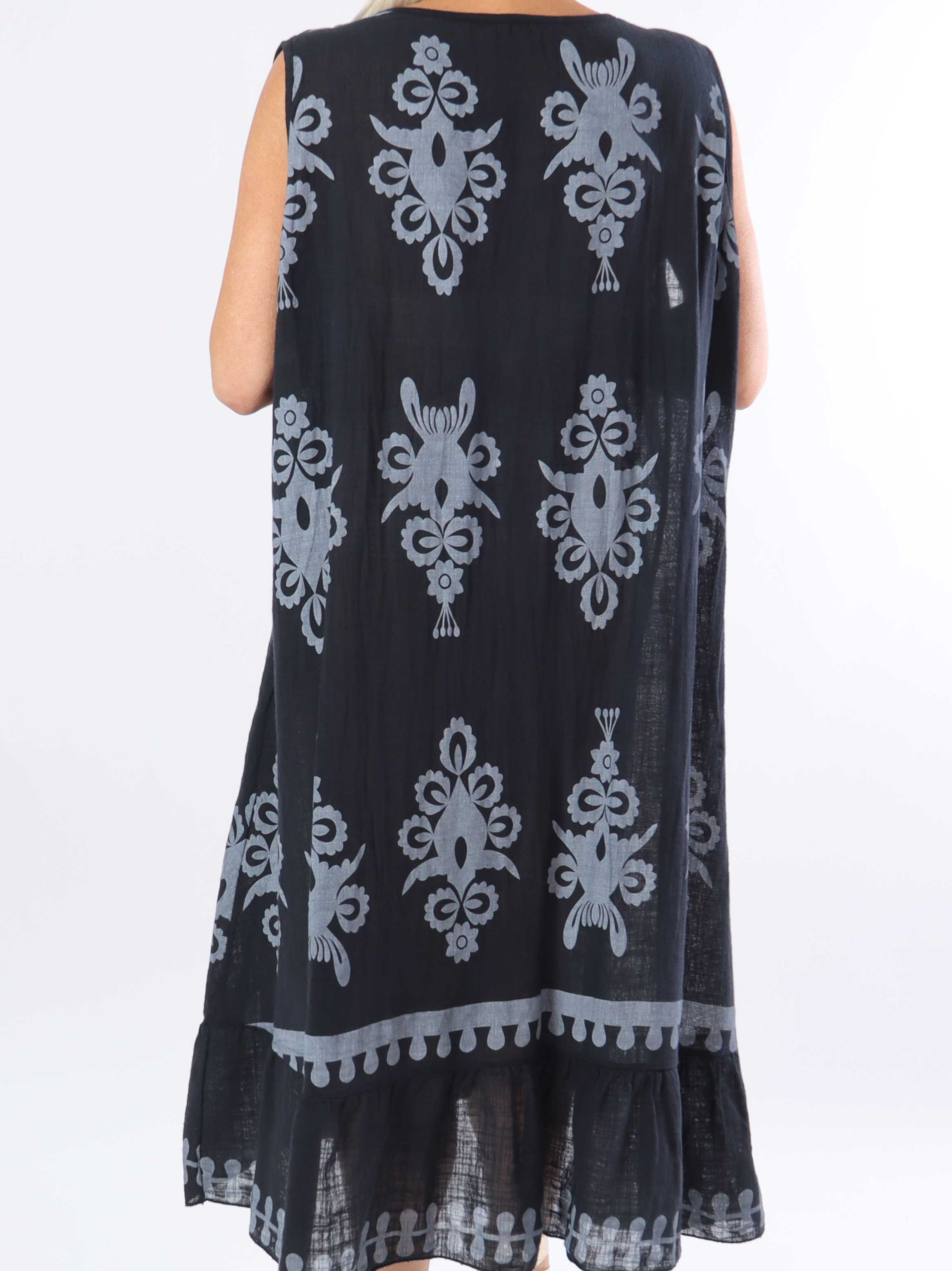 Tanzania - Smuk plus size bomuldskjole i hørlignende stof