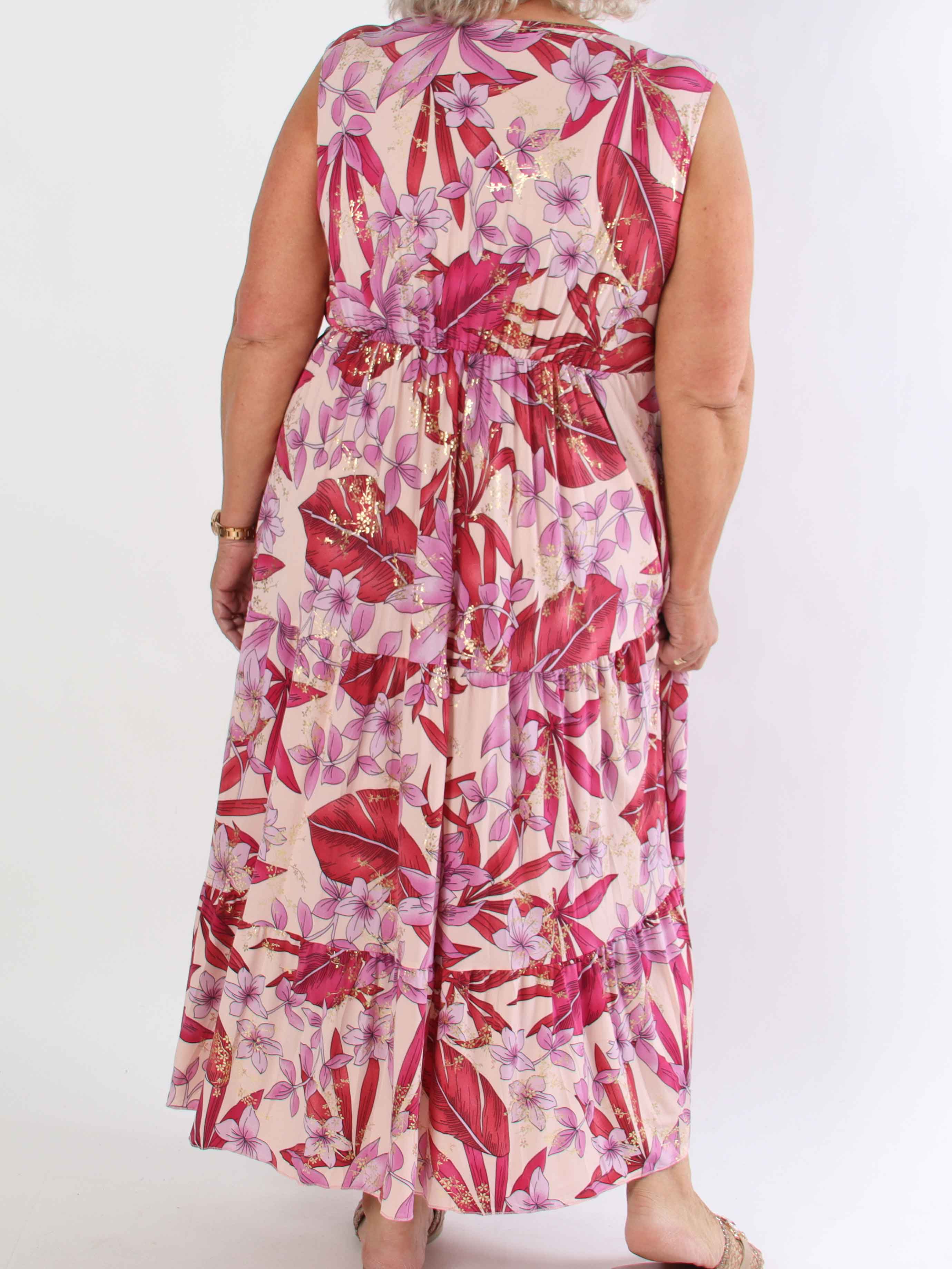 Karini - Elastisk blomstret plus size kjole med lag på lag look
