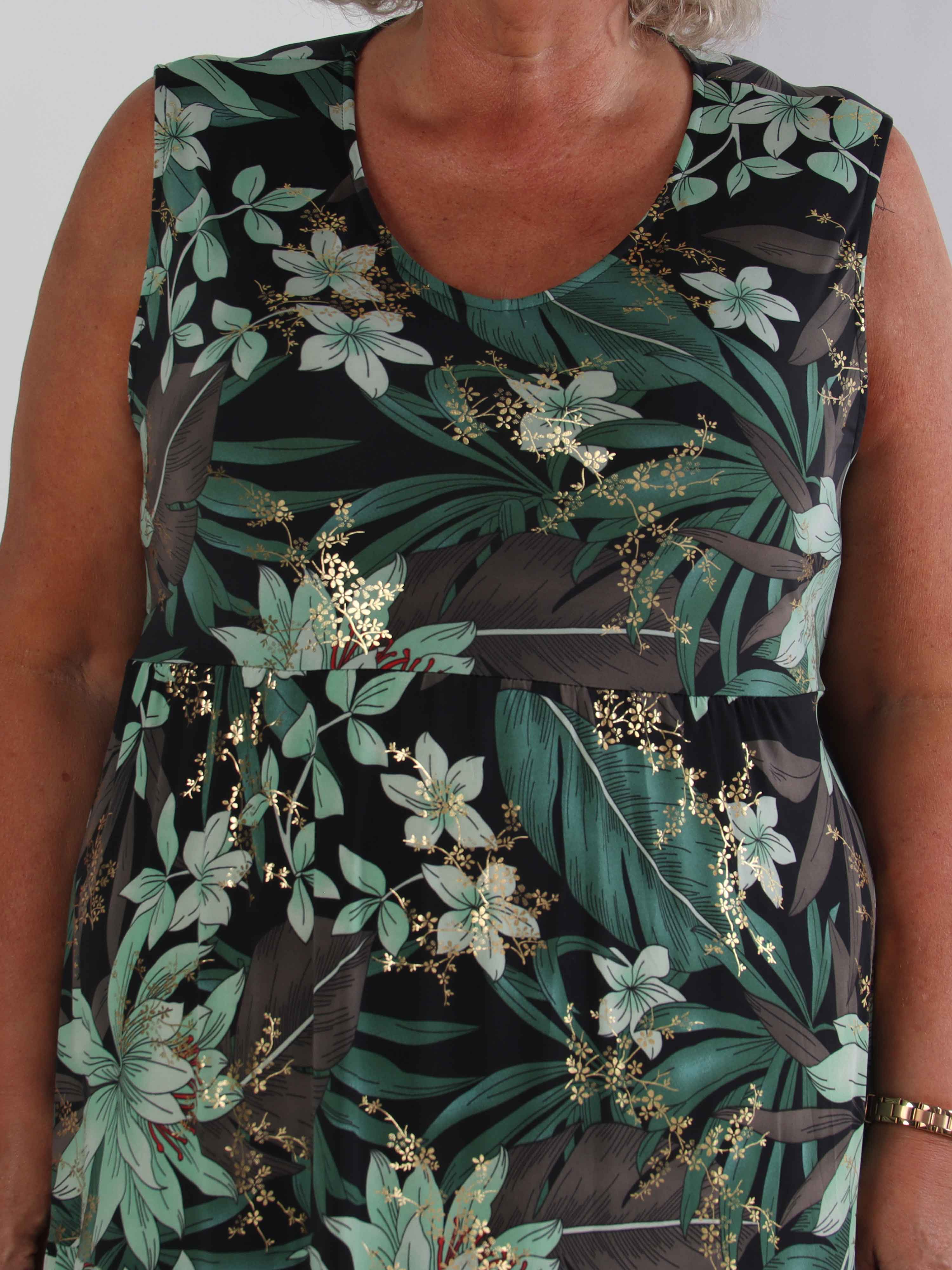 Karini - Elastisk blomstret plus size kjole med lag på lag look