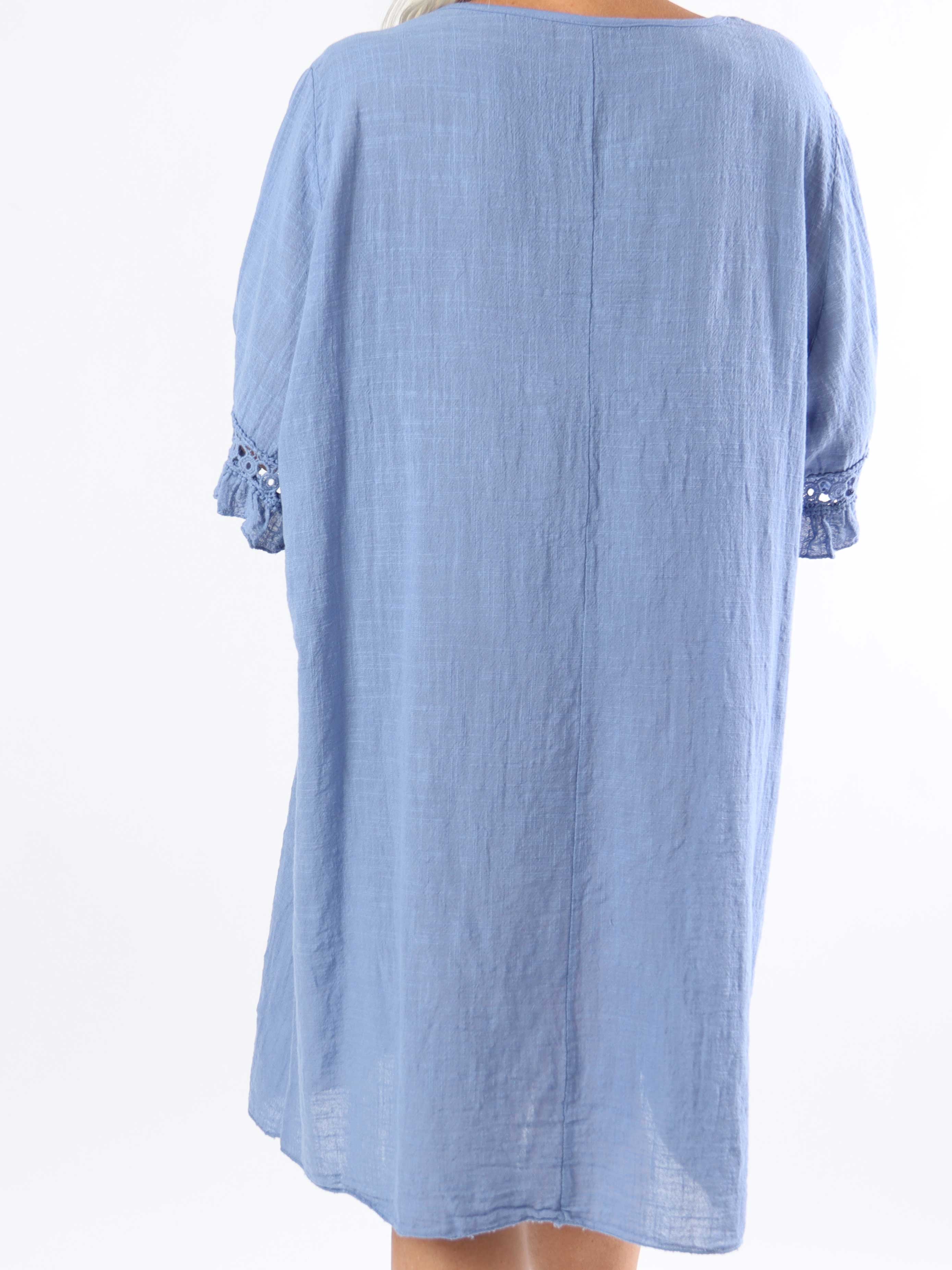 Siri - Plus size bomuldskjole i hørlignende stof