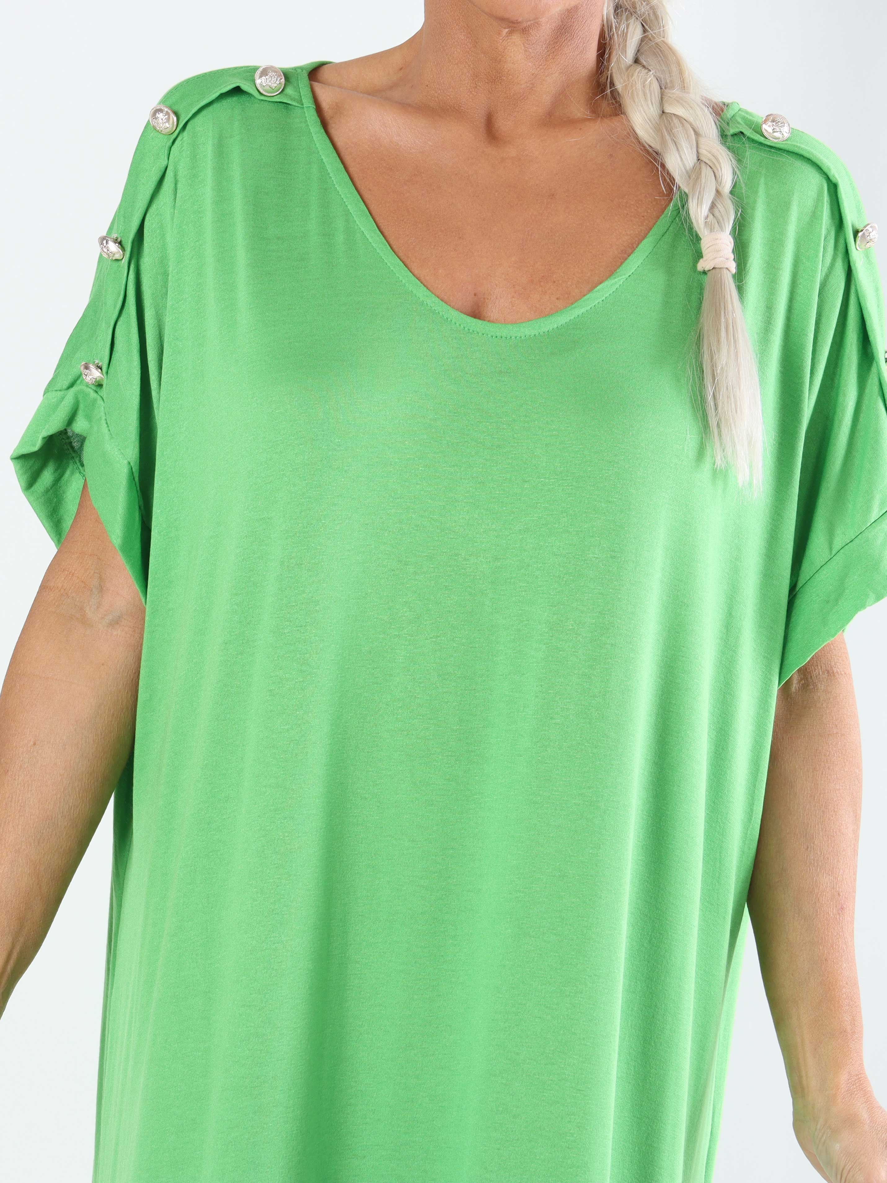 Alli - Sød plus size t-shirtkjole med knapdetaljer på skulderen