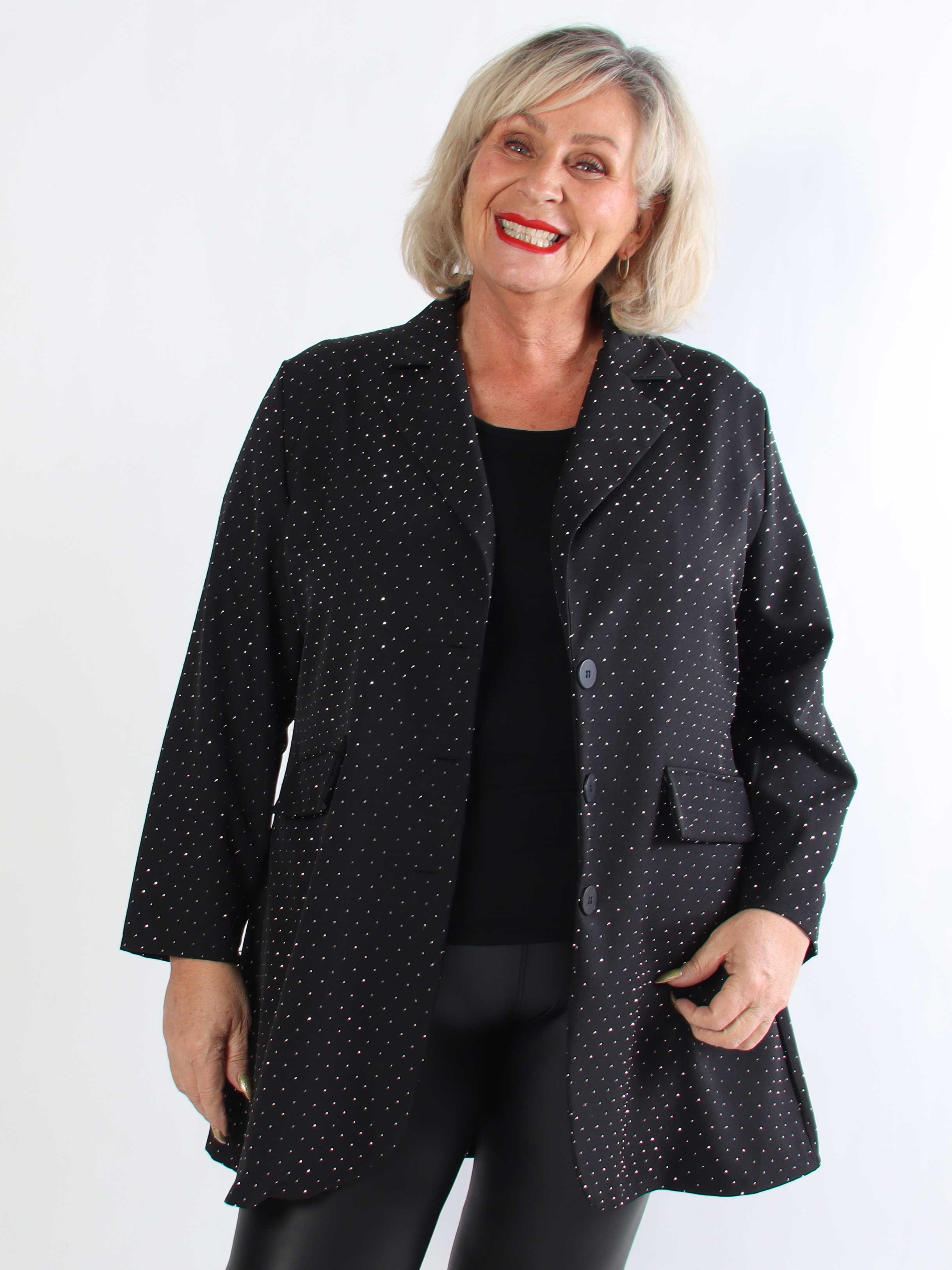 Lanthe long - Lang plus size blazer med similisten