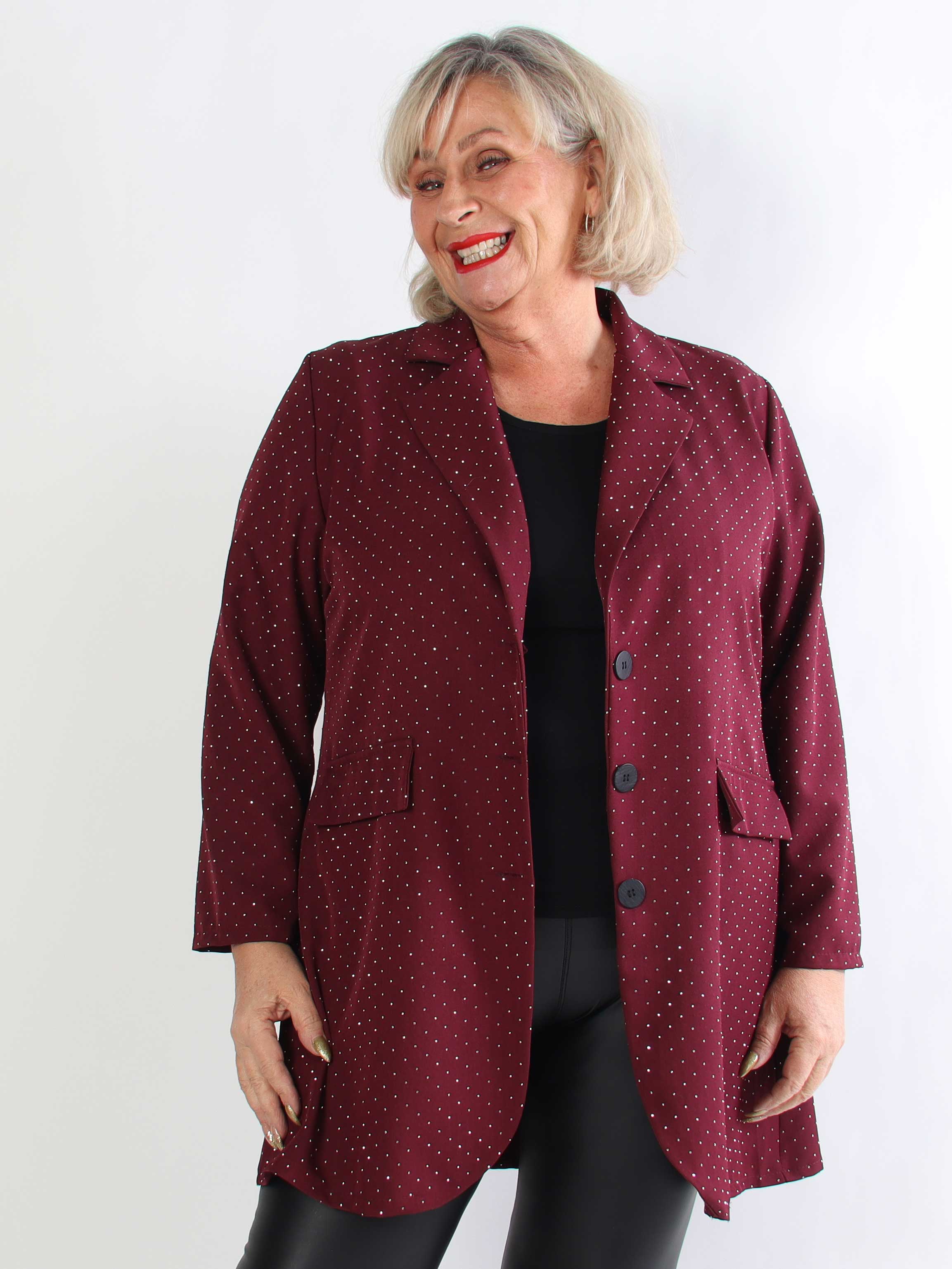 Lanthe long - Lang plus size blazer med similisten
