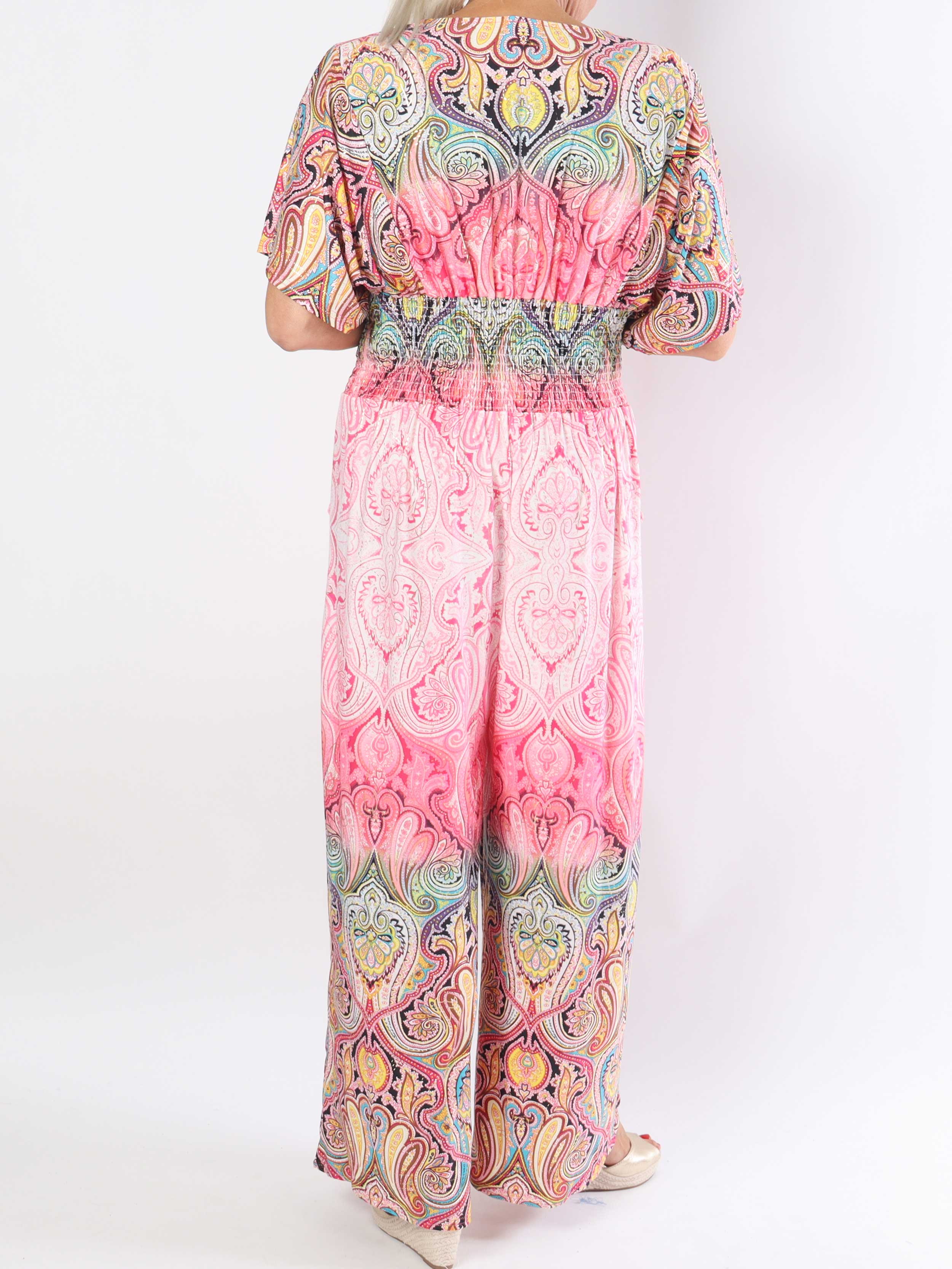 Pams Paisley Jumpsuit - Elastisk plus size buksedragt med mønster