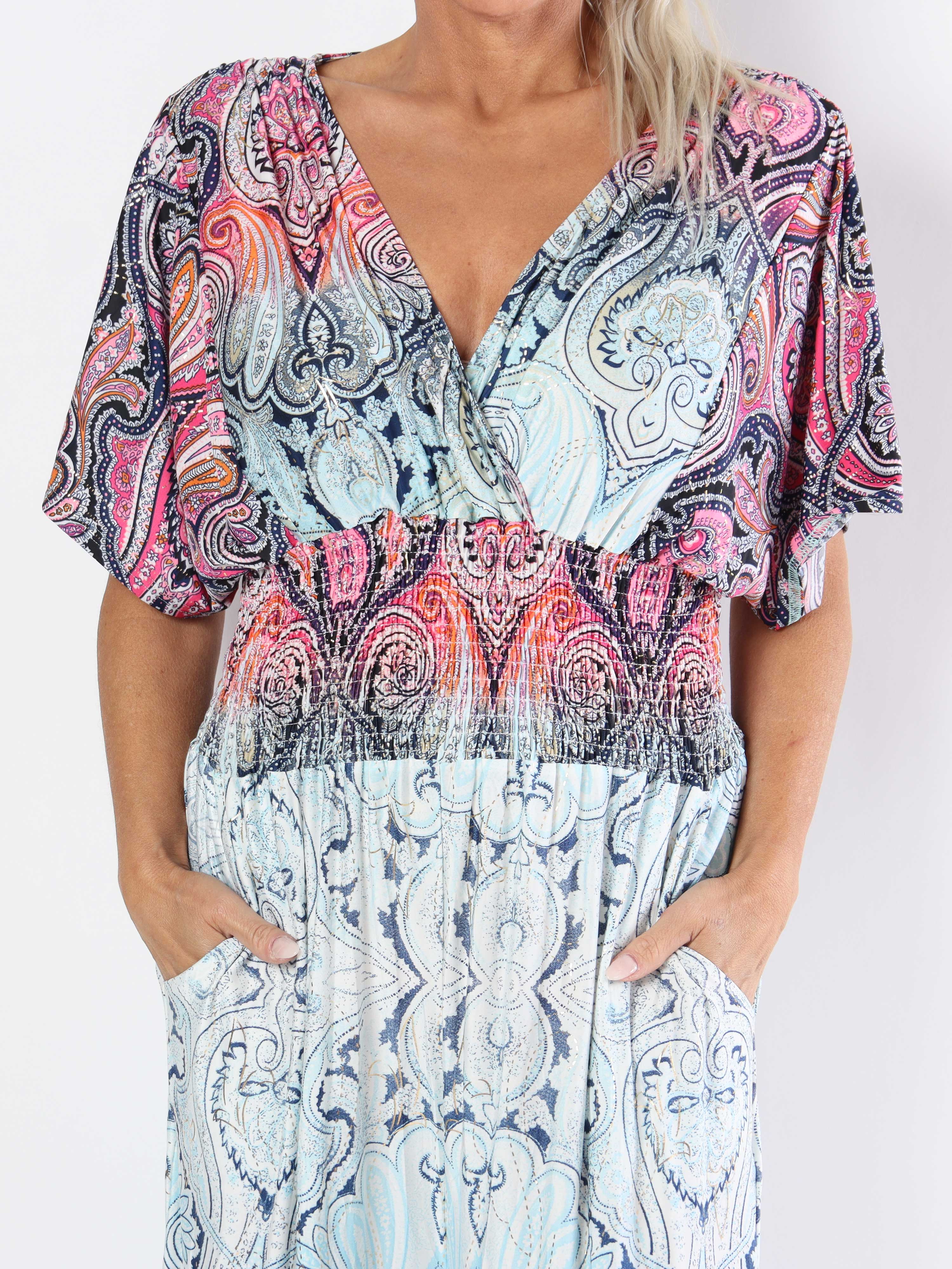 Pams Paisley Jumpsuit - Elastisk plus size buksedragt med mønster