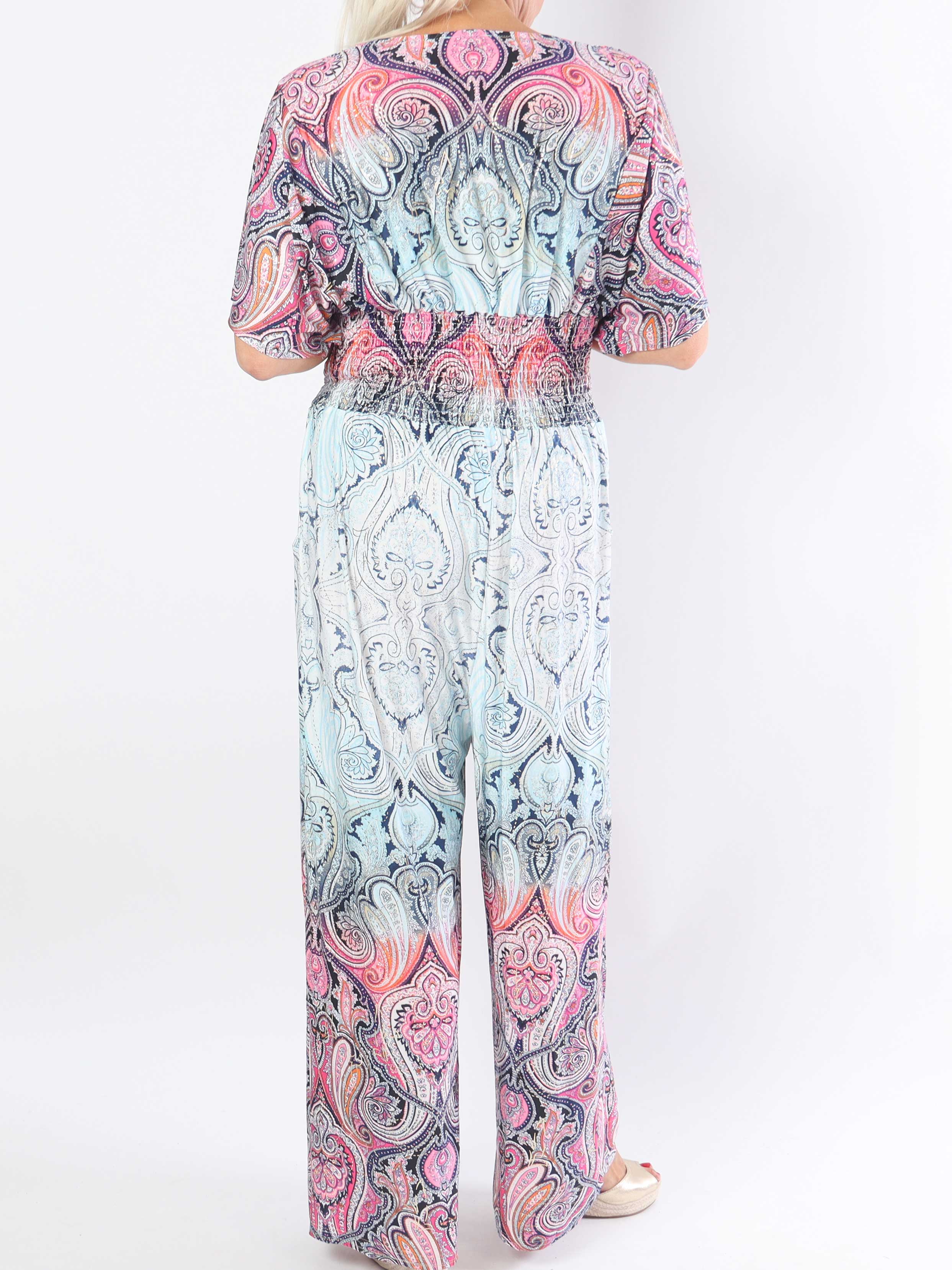 Pams Paisley Jumpsuit - Elastisk plus size buksedragt med mønster