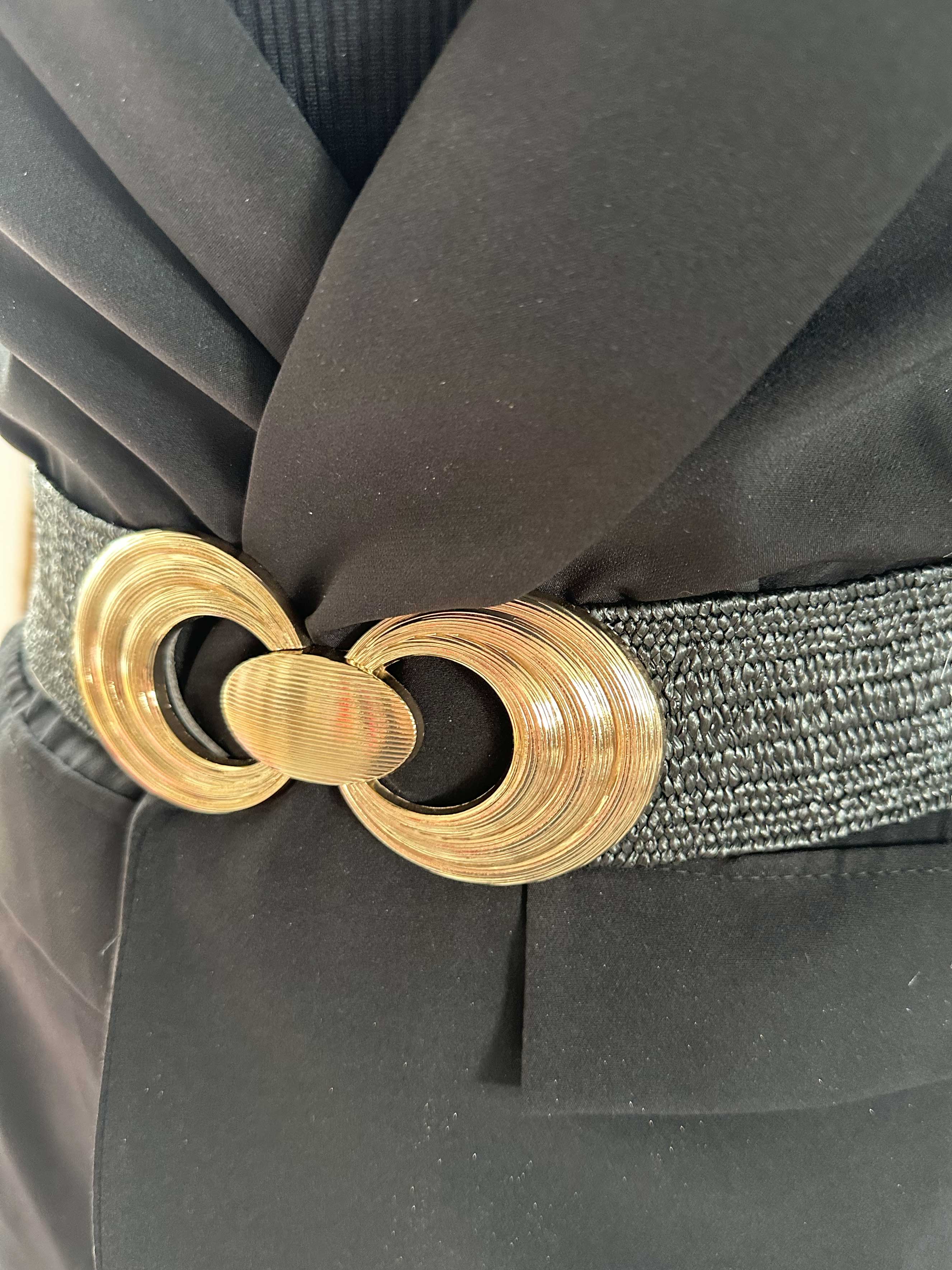 Aziza - Elastisk taljebælte i flet med guldfarvet spænde