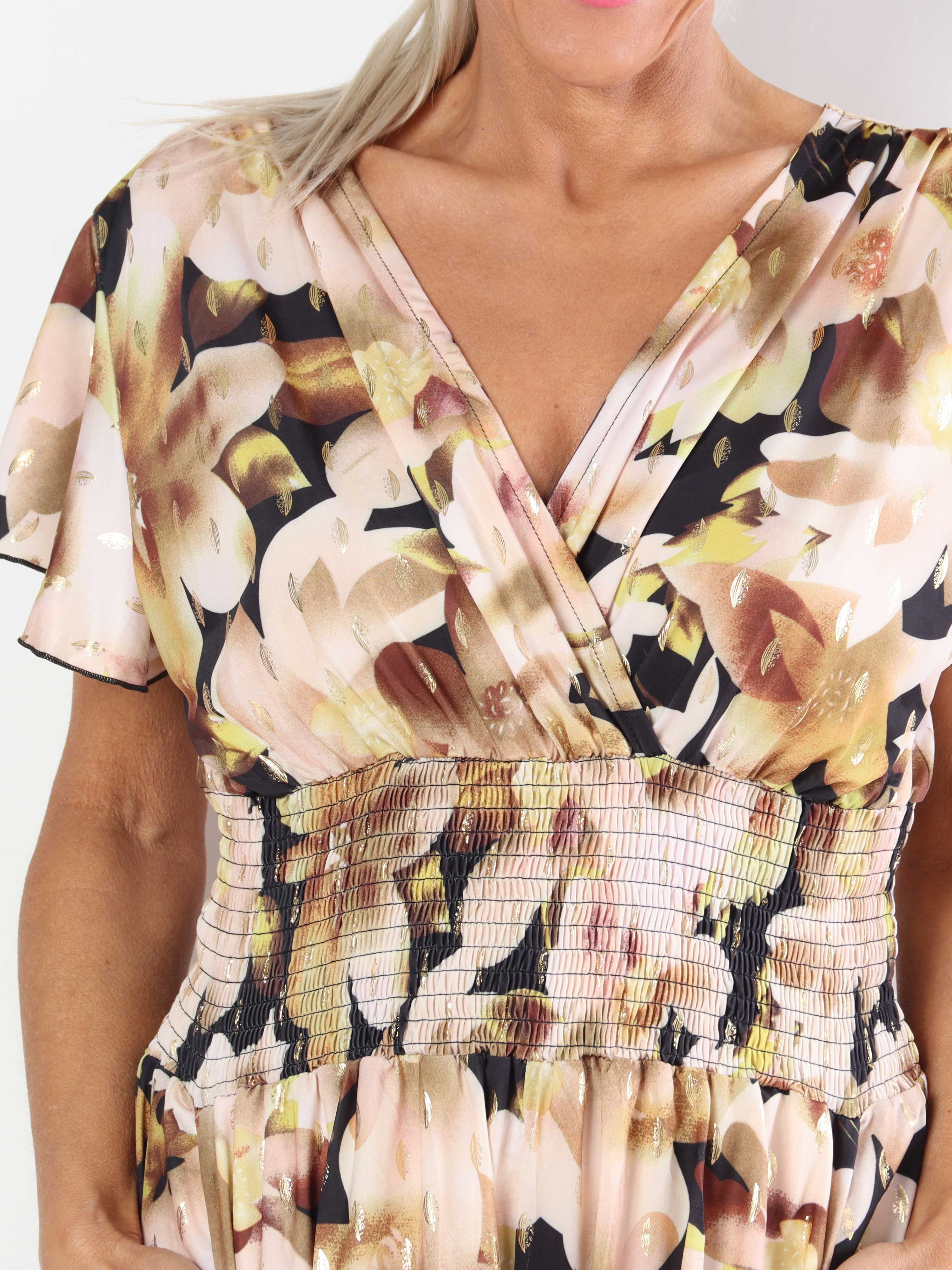 Pams Sweet Flower Playsuit - Elastisk plus size buksedragt med blomsterprint