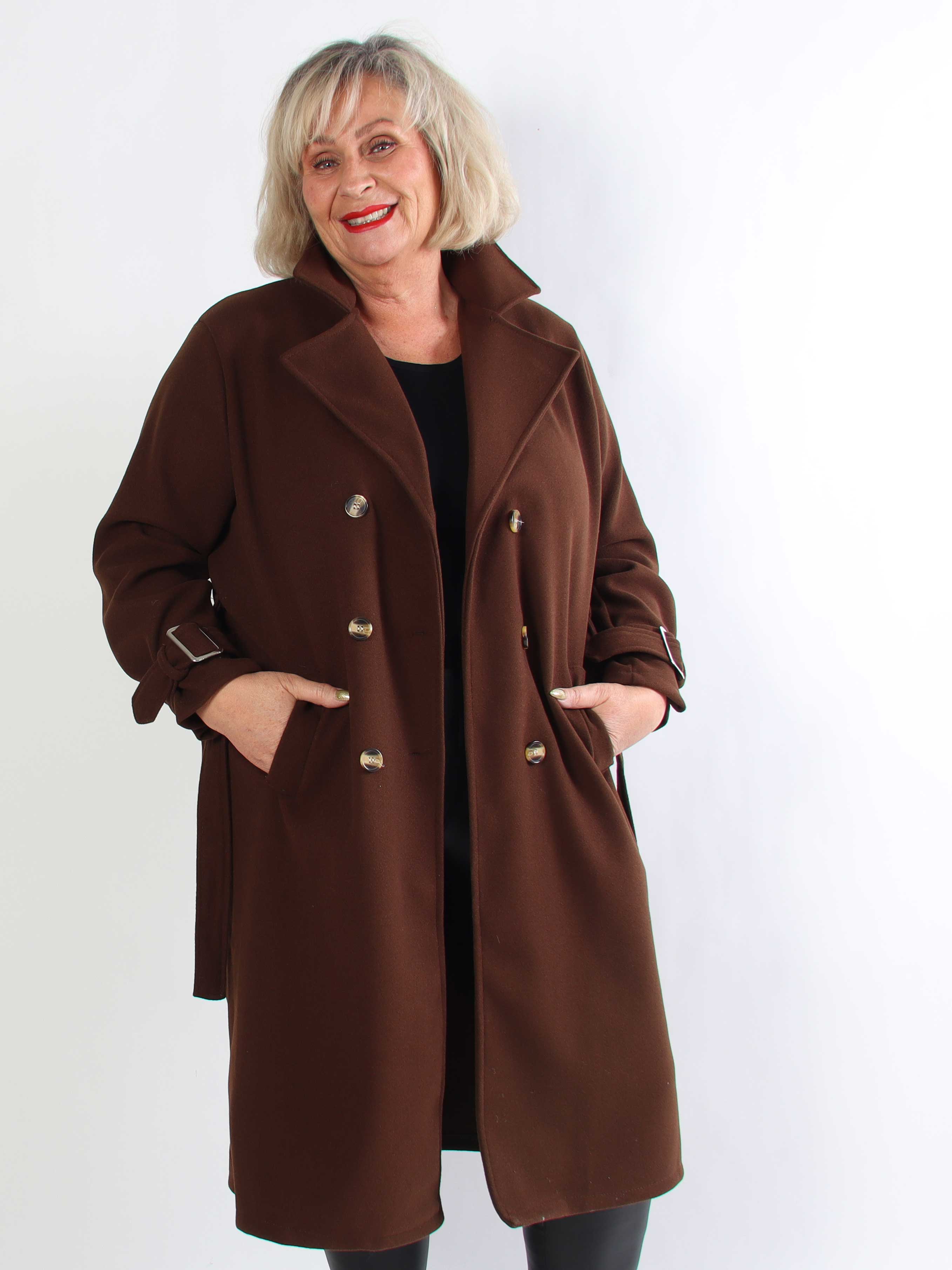 Sharpay Coat - Plus size trenchcoat med bindebånd