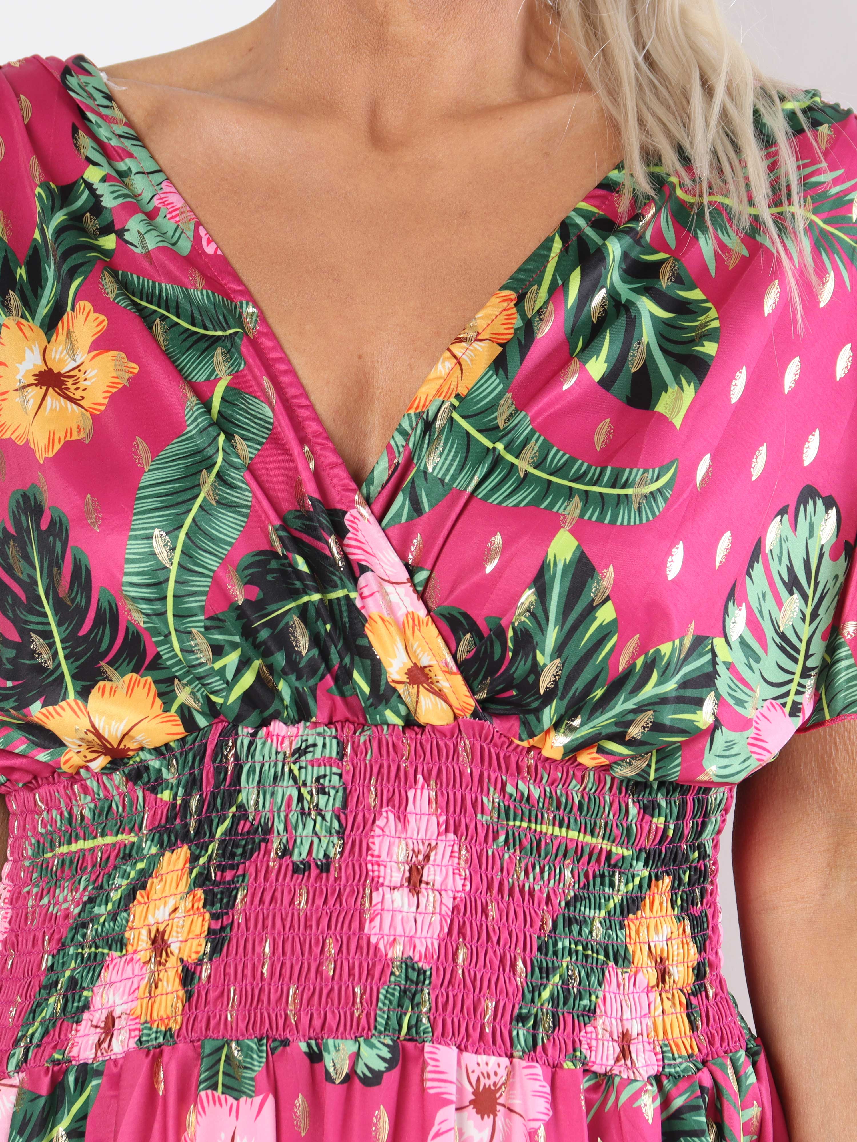 Pams Flower Playsuit - Elastisk plus size playsuit med lommer