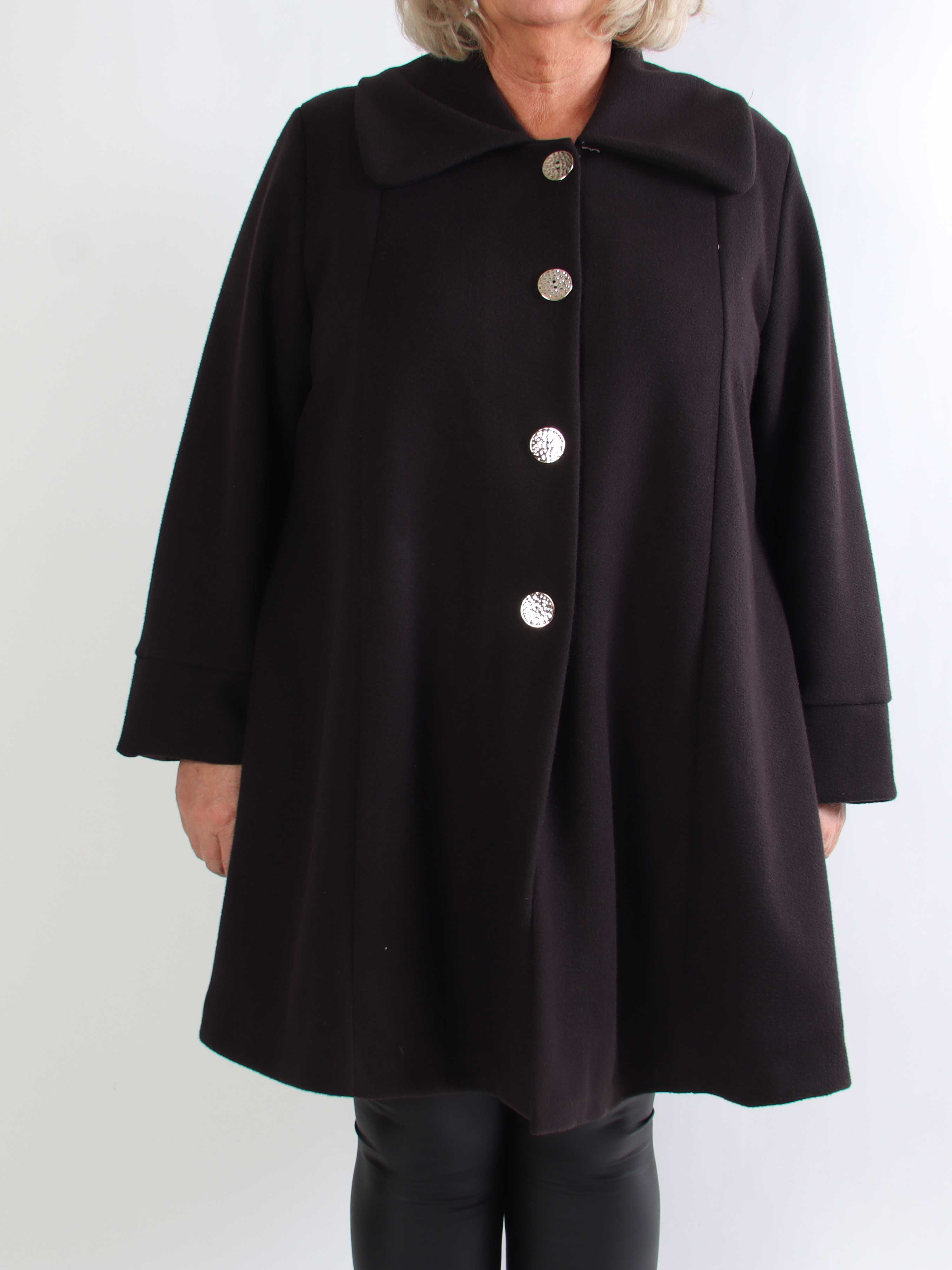 Yalena - Klassisk plus size frakke i A-facon med lommer