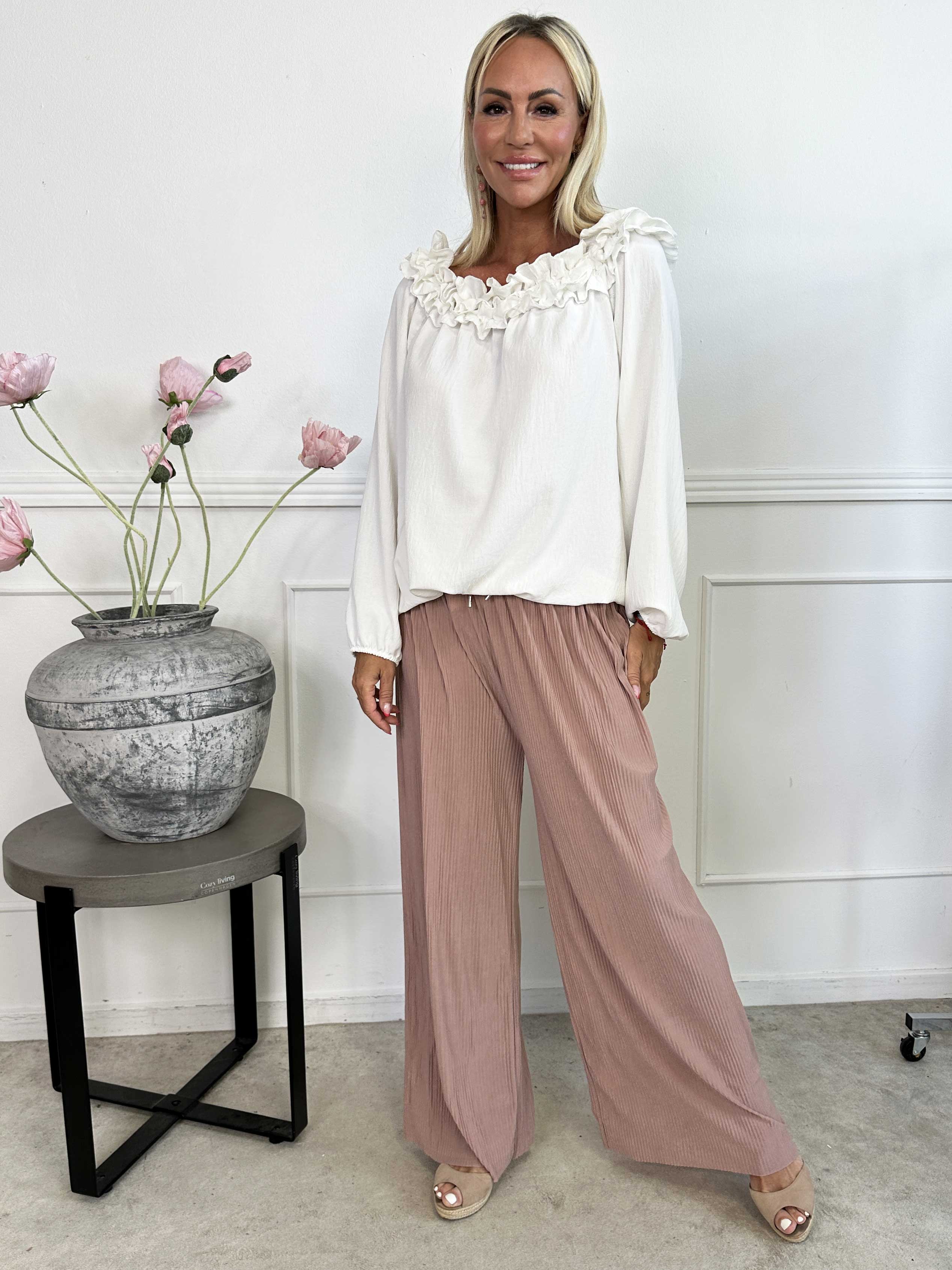 Angeline - Løse plisseret bukser med elastikkant i livet