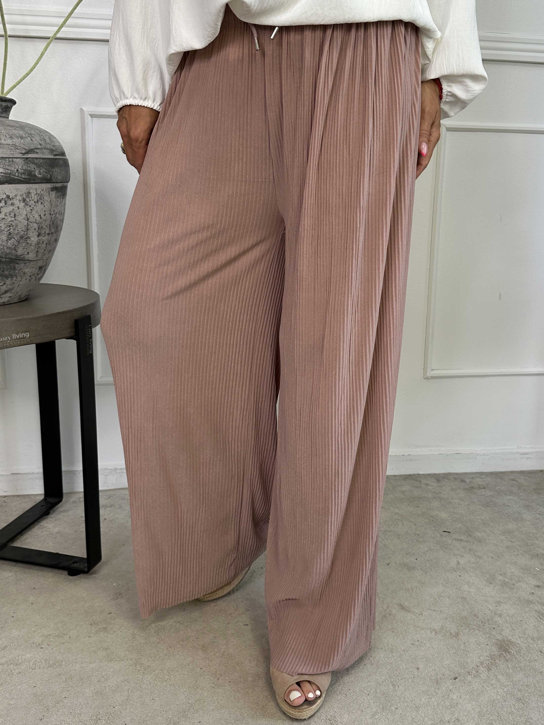 Angeline - Løse plisseret bukser med elastikkant i livet