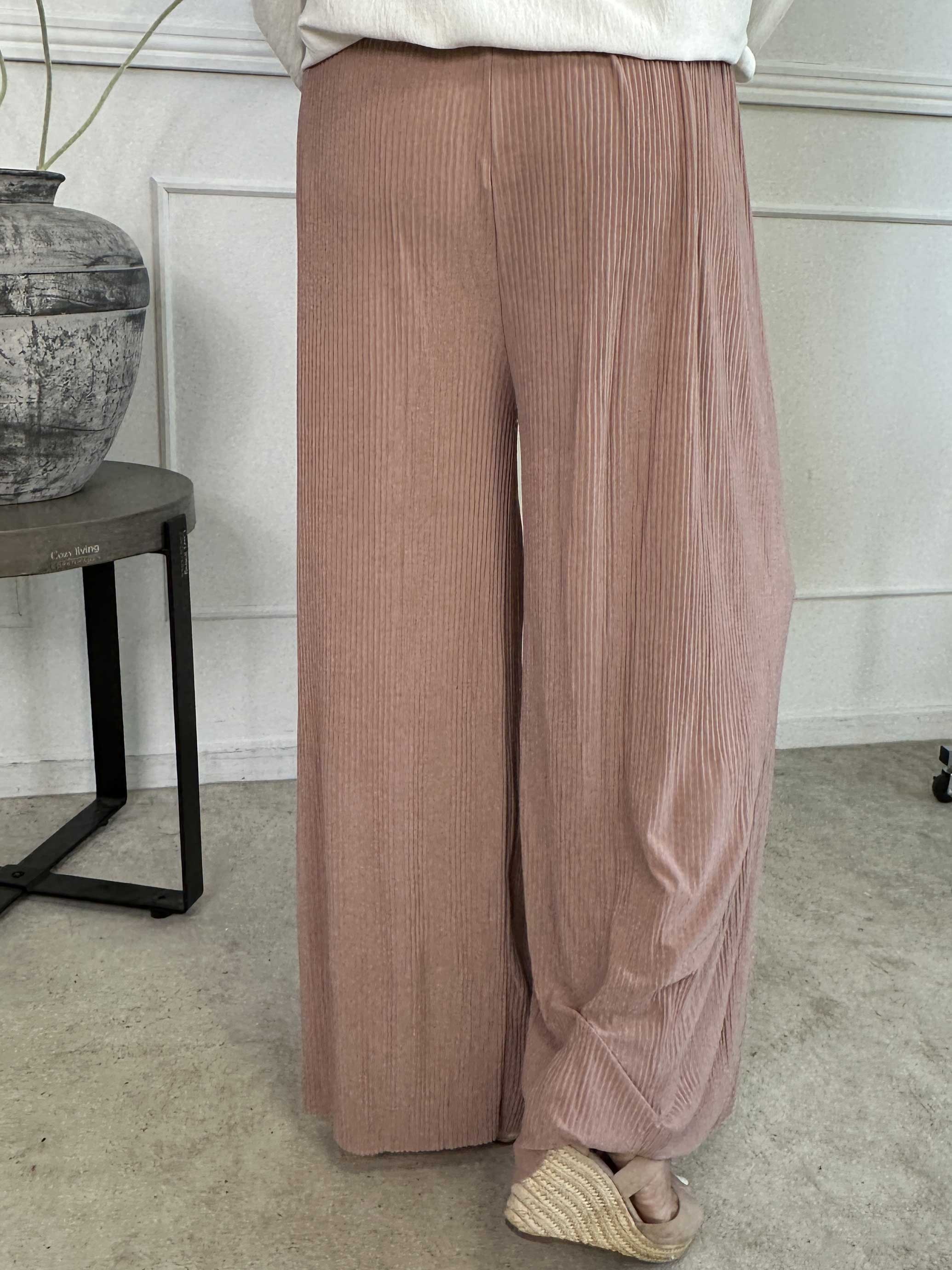 Angeline - Løse plisseret bukser med elastikkant i livet