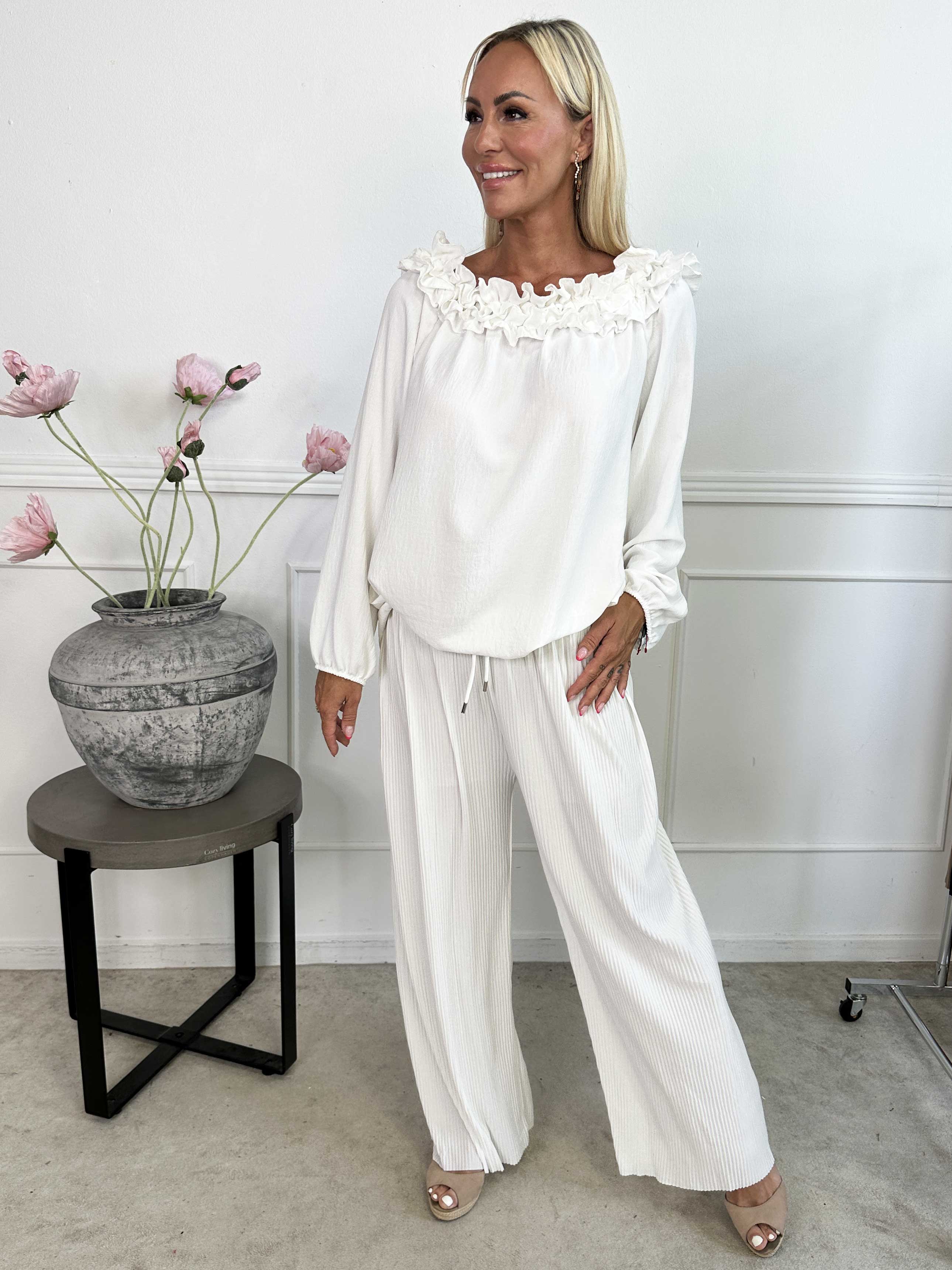 Angeline - Løse plisseret bukser med elastikkant i livet