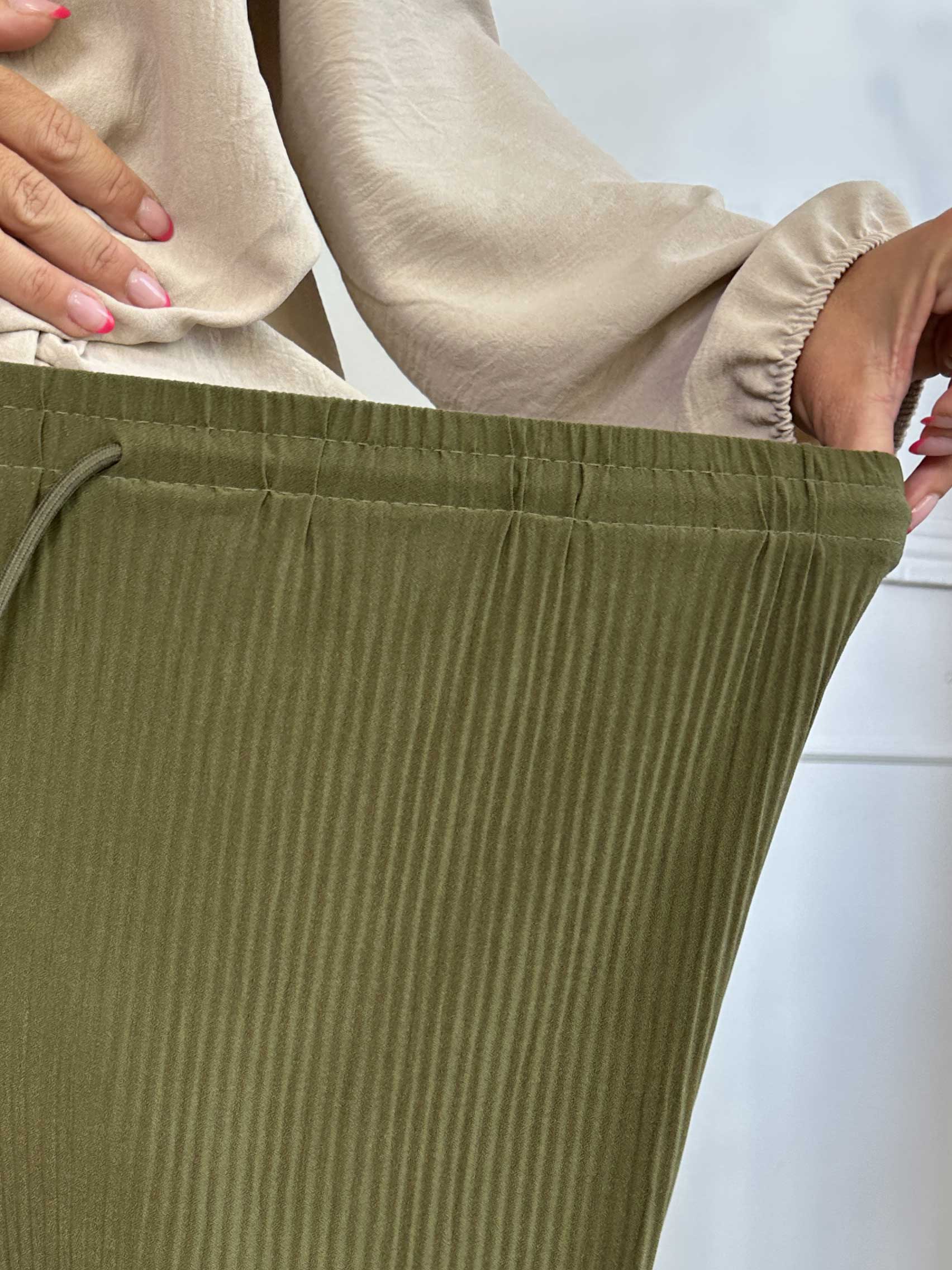 Angeline - Løse plisseret bukser med elastikkant i livet