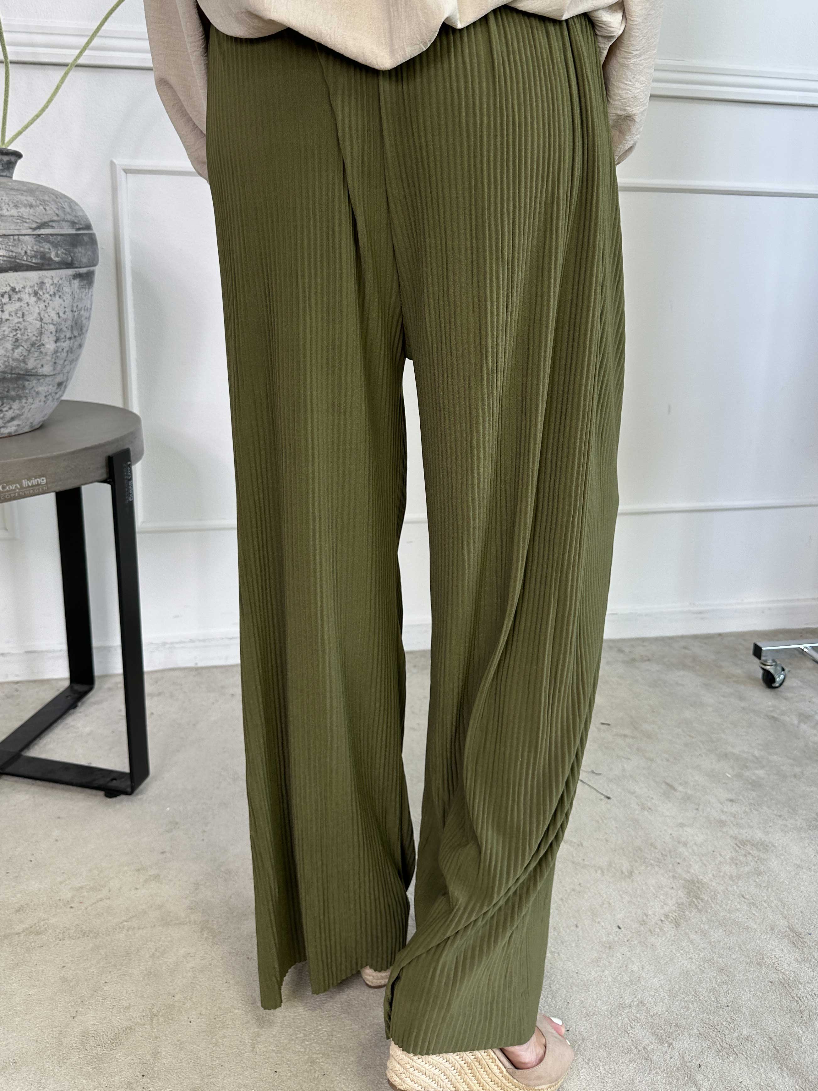 Angeline - Løse plisseret bukser med elastikkant i livet