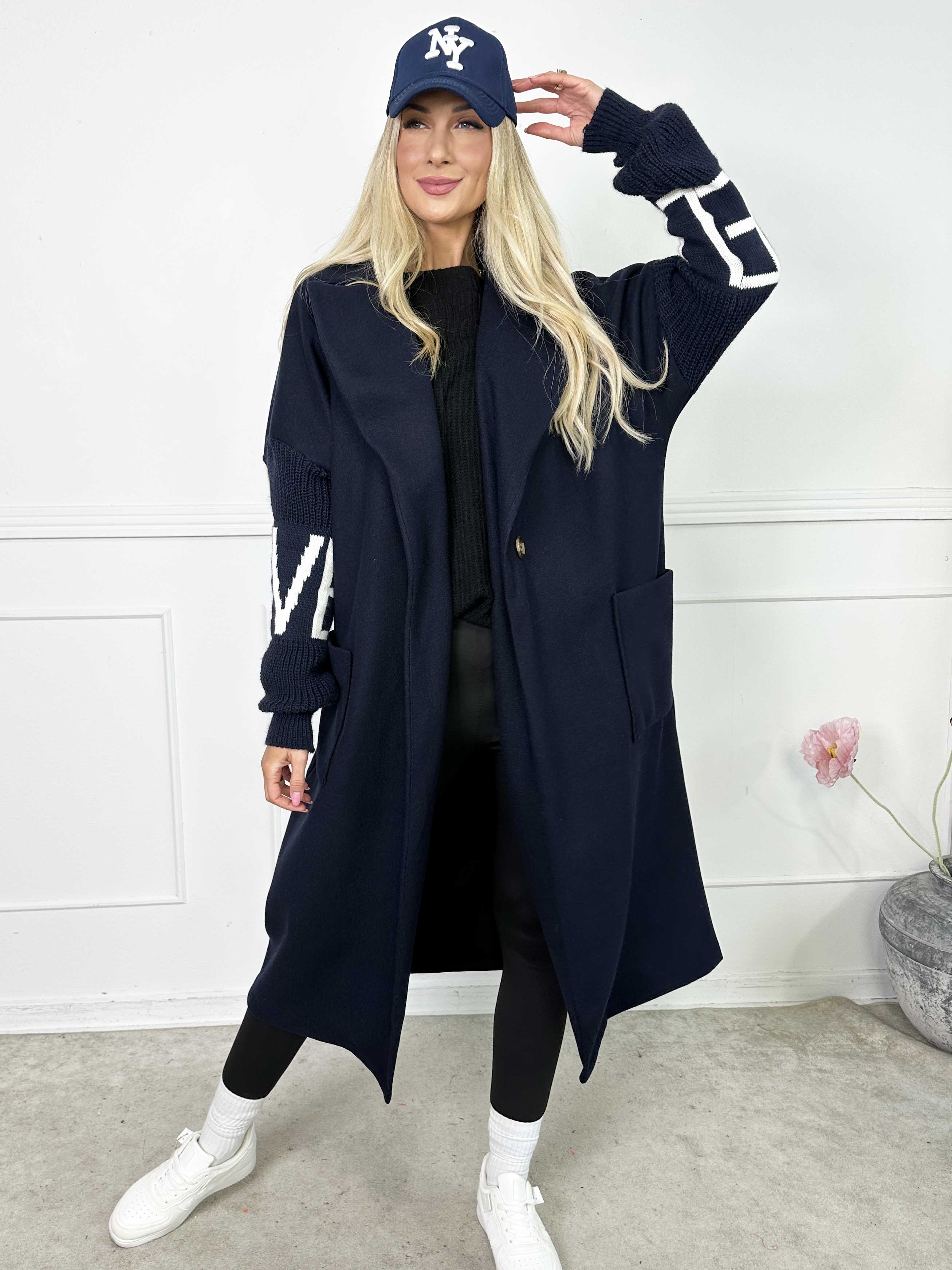 Debbie Midi - Fin frakke med strikærmer