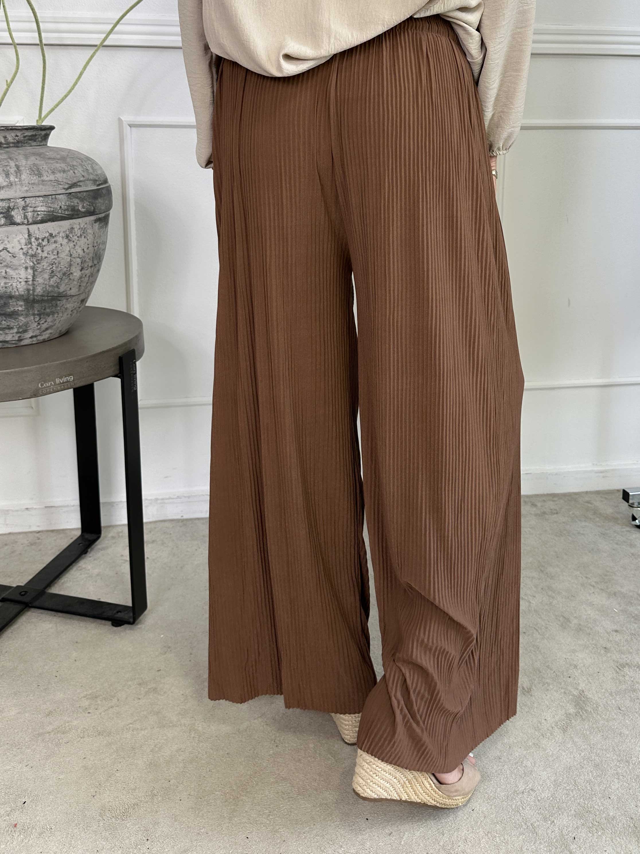 Angeline - Løse plisseret bukser med elastikkant i livet