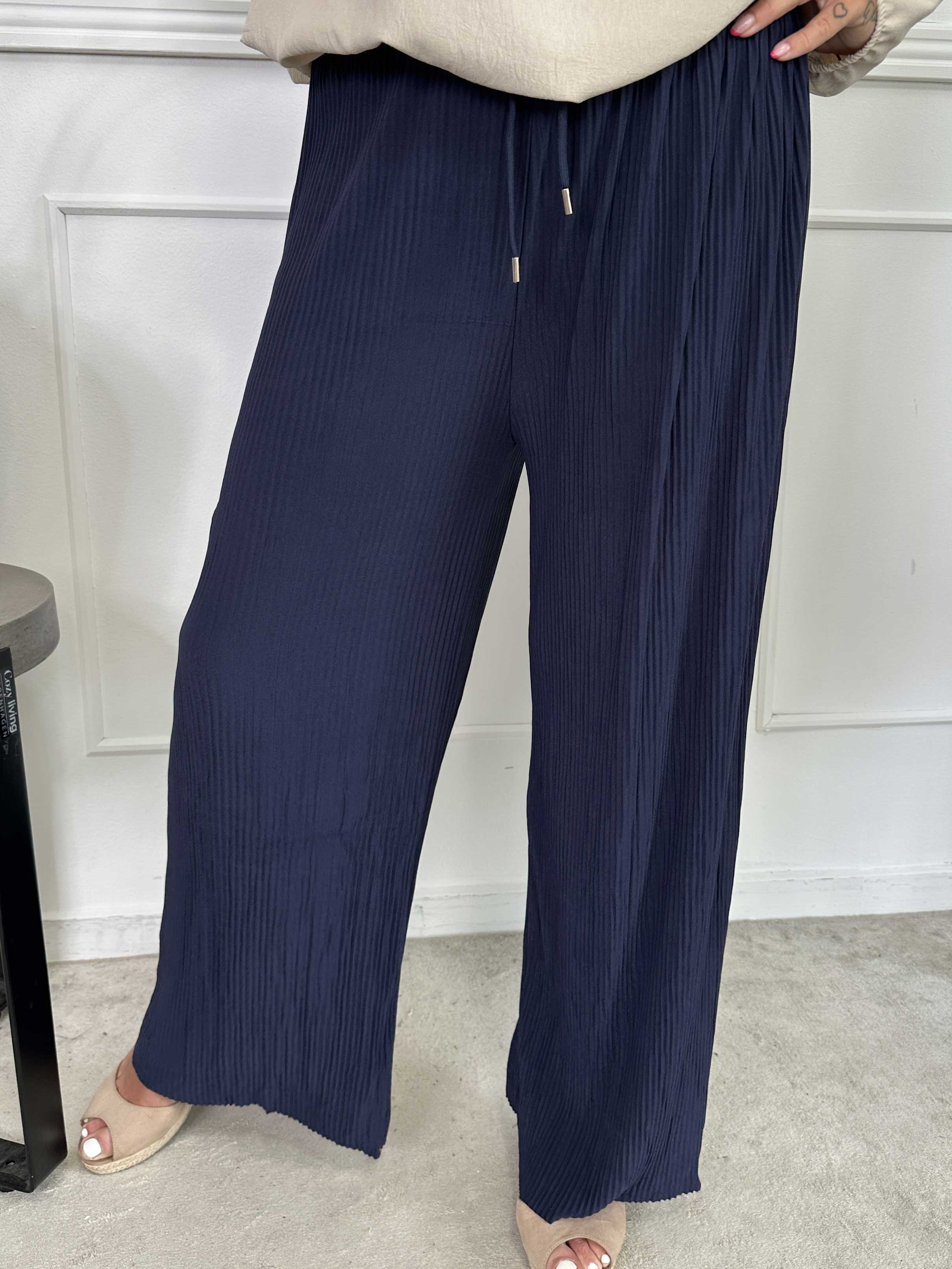 Angeline - Løse plisseret bukser med elastikkant i livet