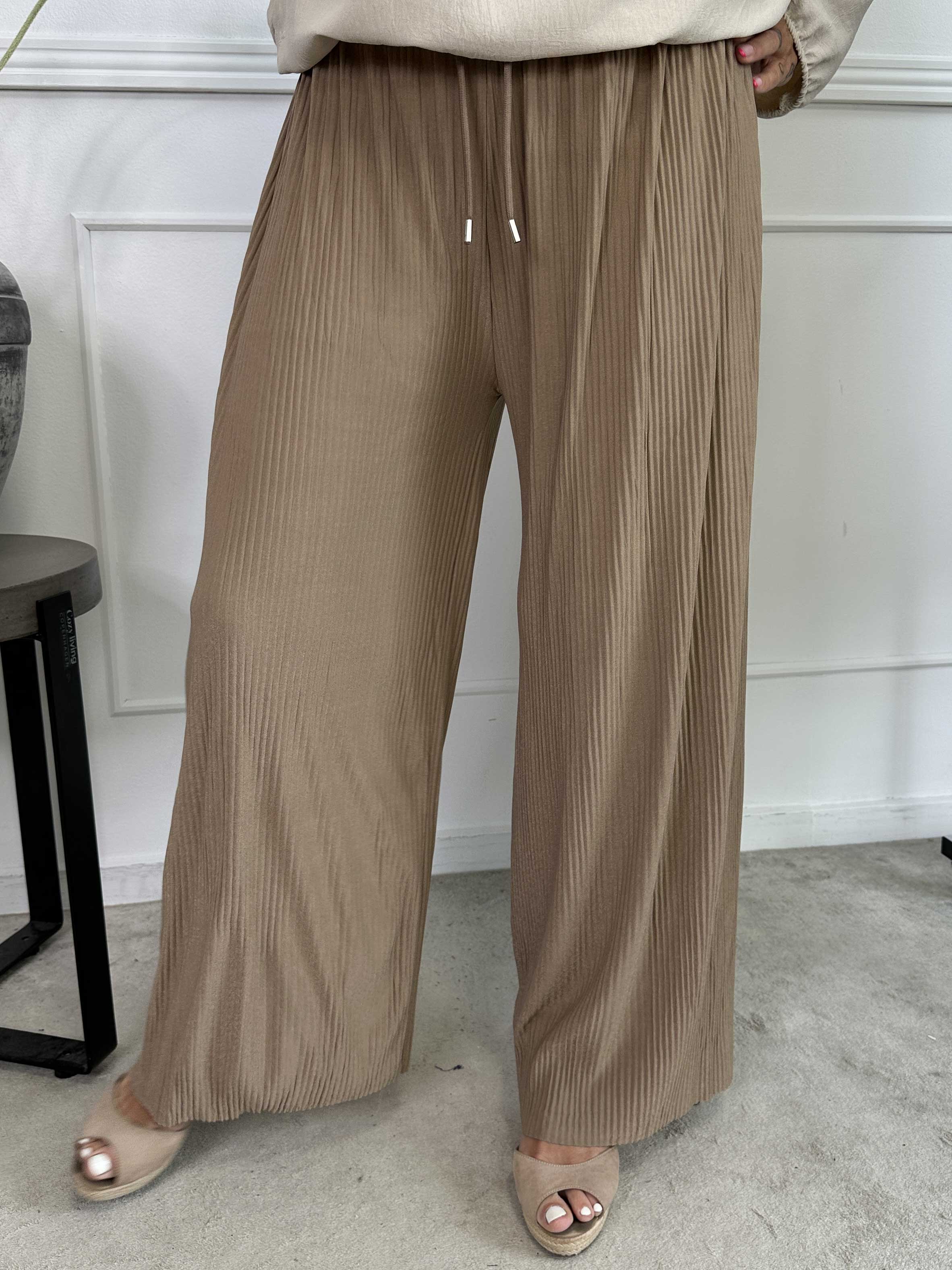 Angeline - Løse plisseret bukser med elastikkant i livet