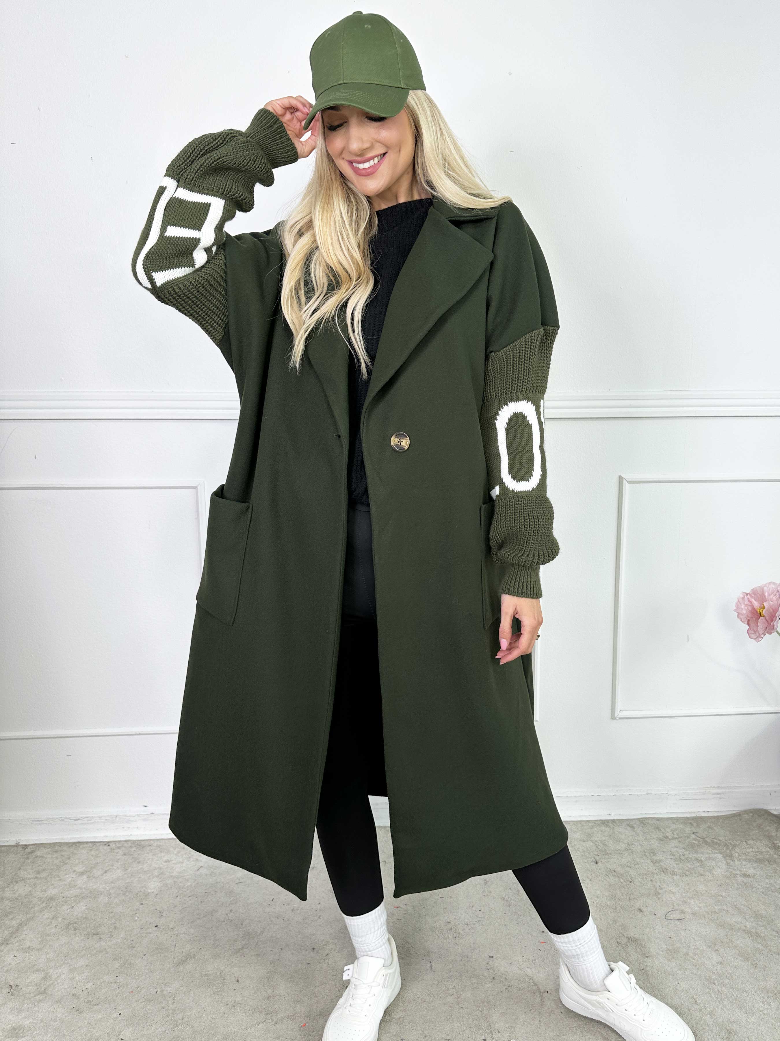 Debbie Midi - Fin frakke med strikærmer