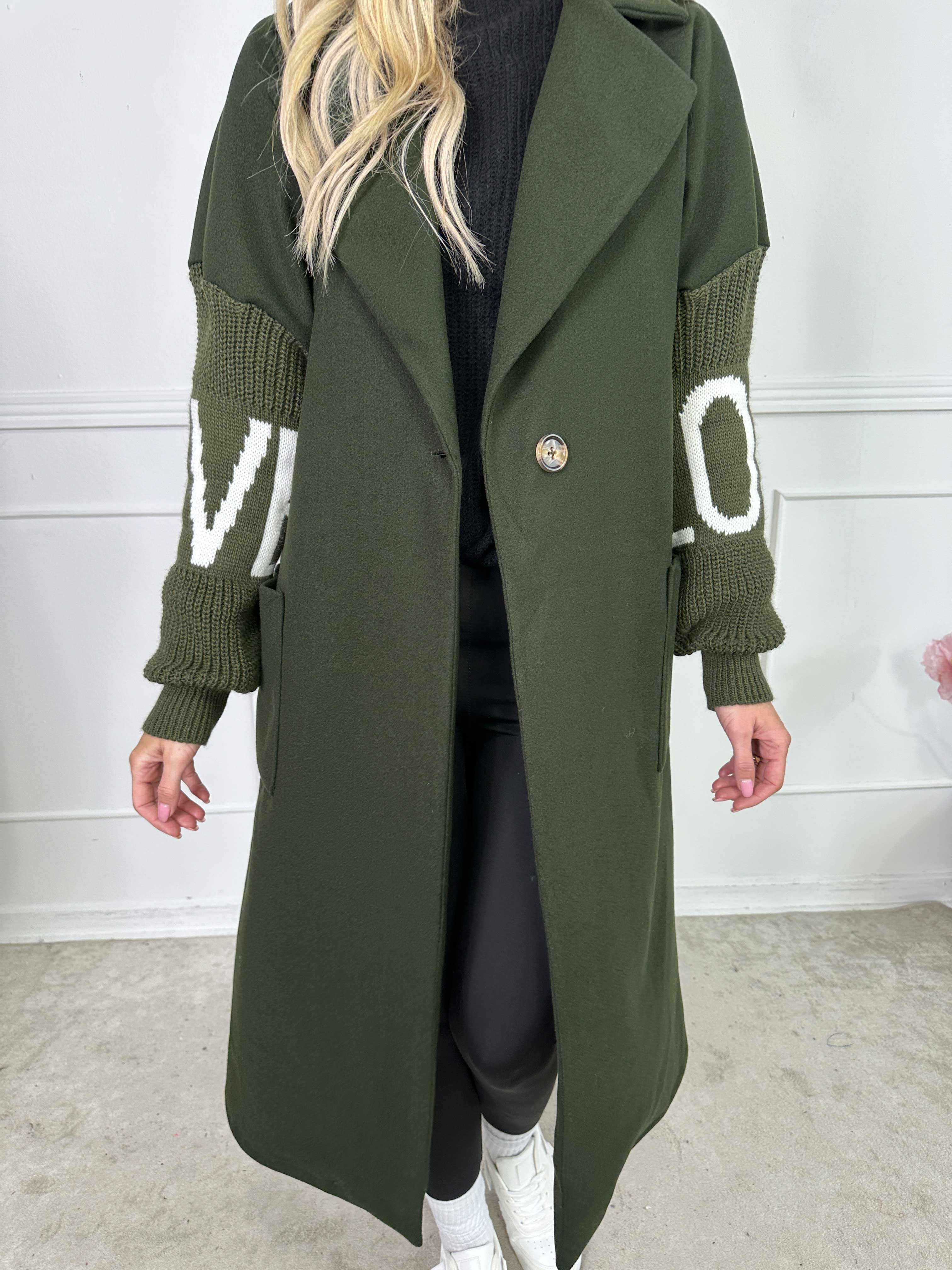 Debbie Midi - Fin frakke med strikærmer