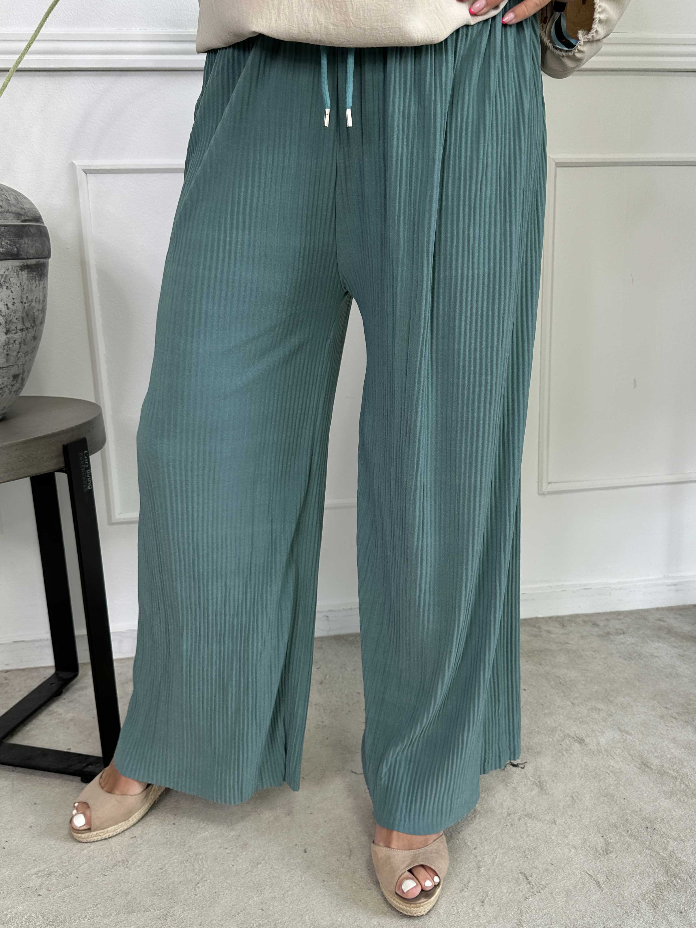 Angeline - Løse plisseret bukser med elastikkant i livet