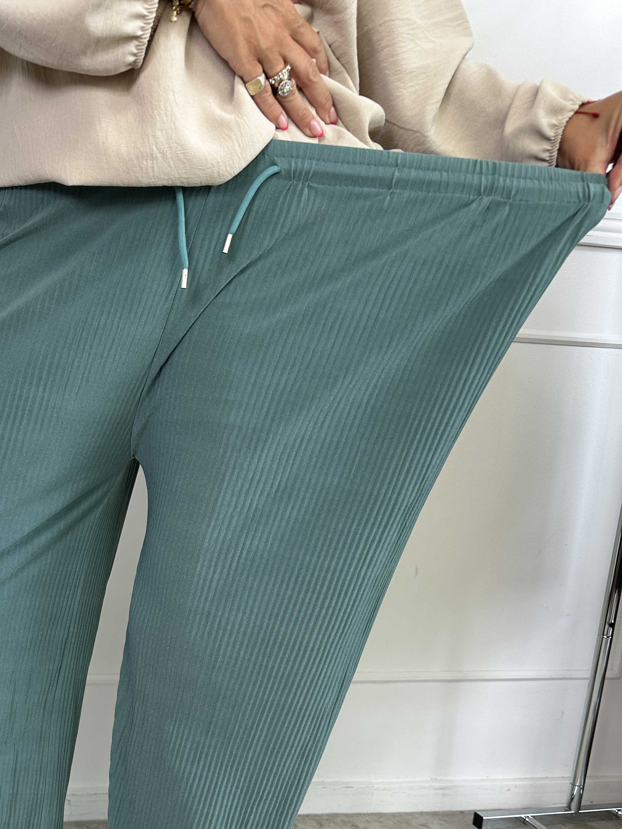 Angeline - Løse plisseret bukser med elastikkant i livet