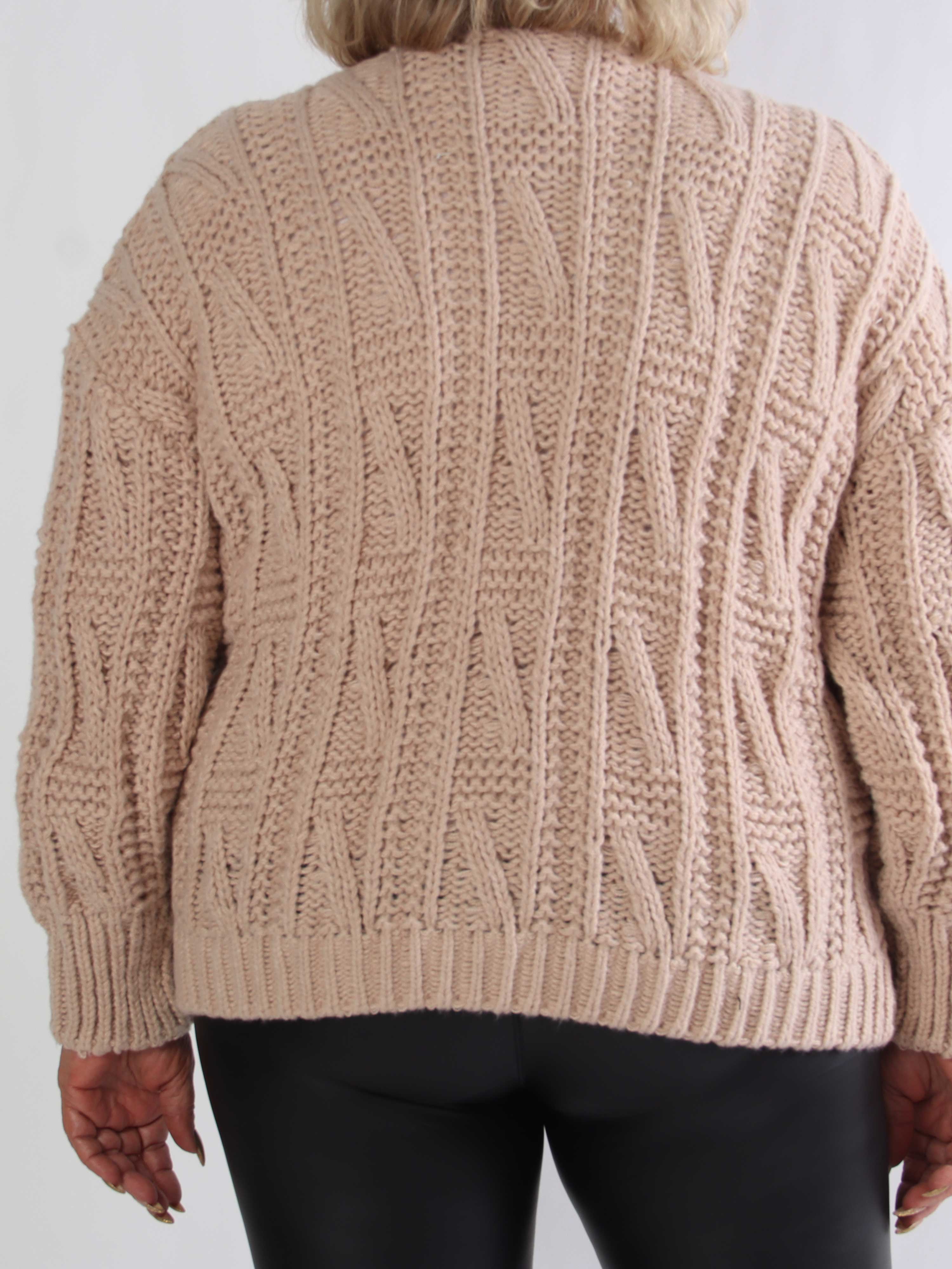 Trisse - Plus size strikcardigan med mesh og pailletter