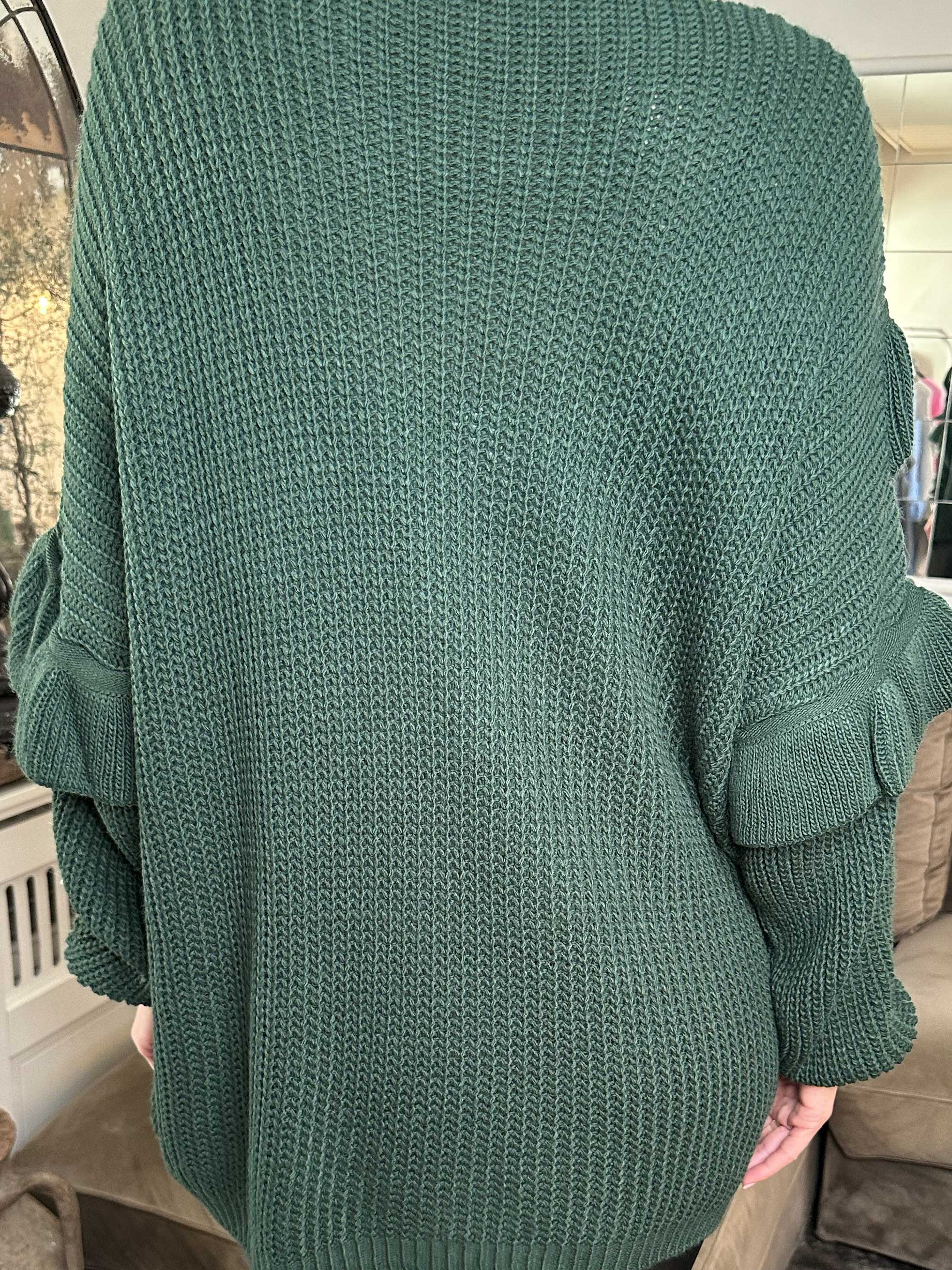 Ellis - Lækker striktrøje med fine flæsedetaljer