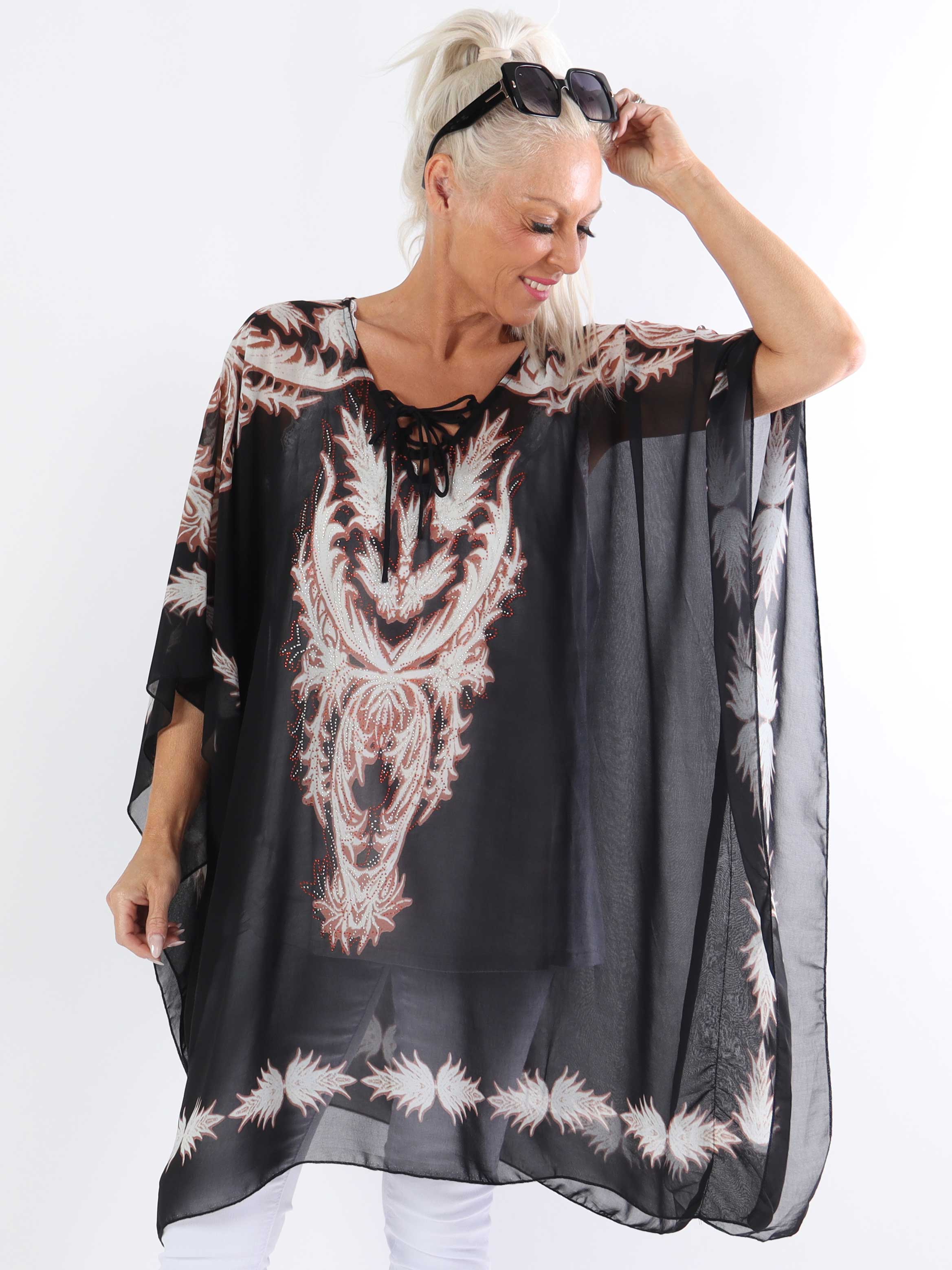 Josefina - Semitransparent plus size tunika med snøre