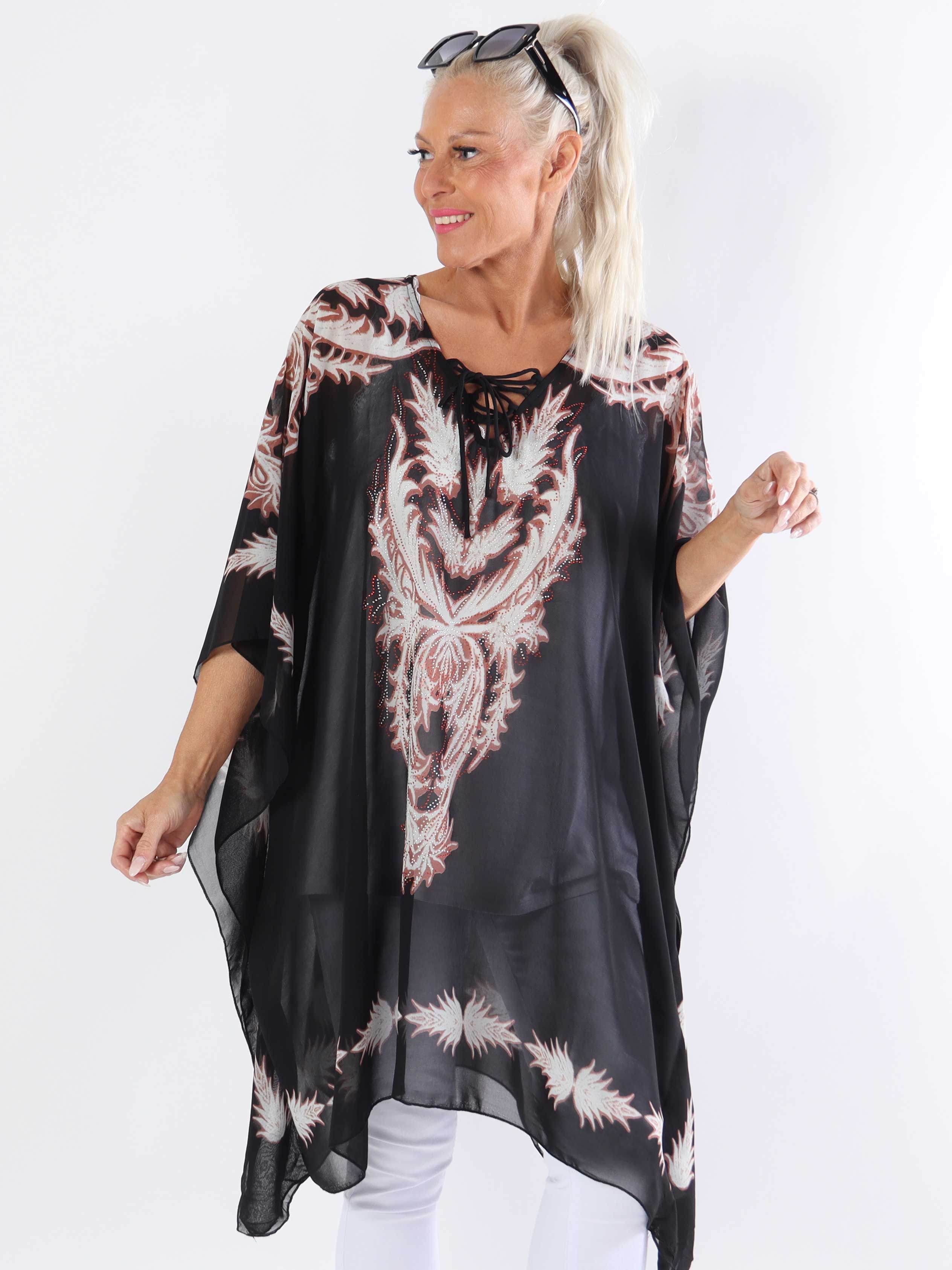 Josefina - Semitransparent plus size tunika med snøre