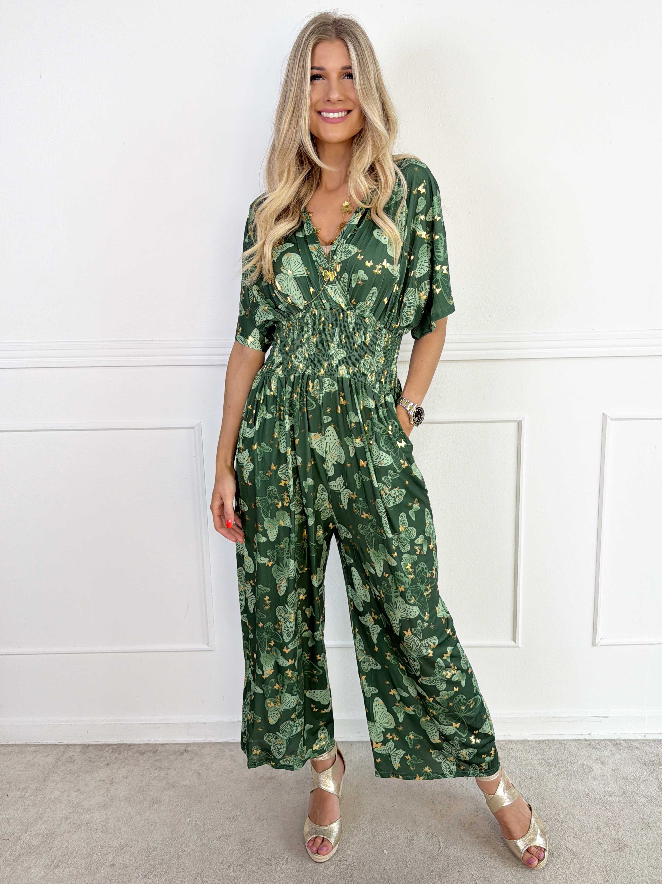 Pams Butterfly Jumpsuit - Elastisk buksedragt i sommerfugleprint