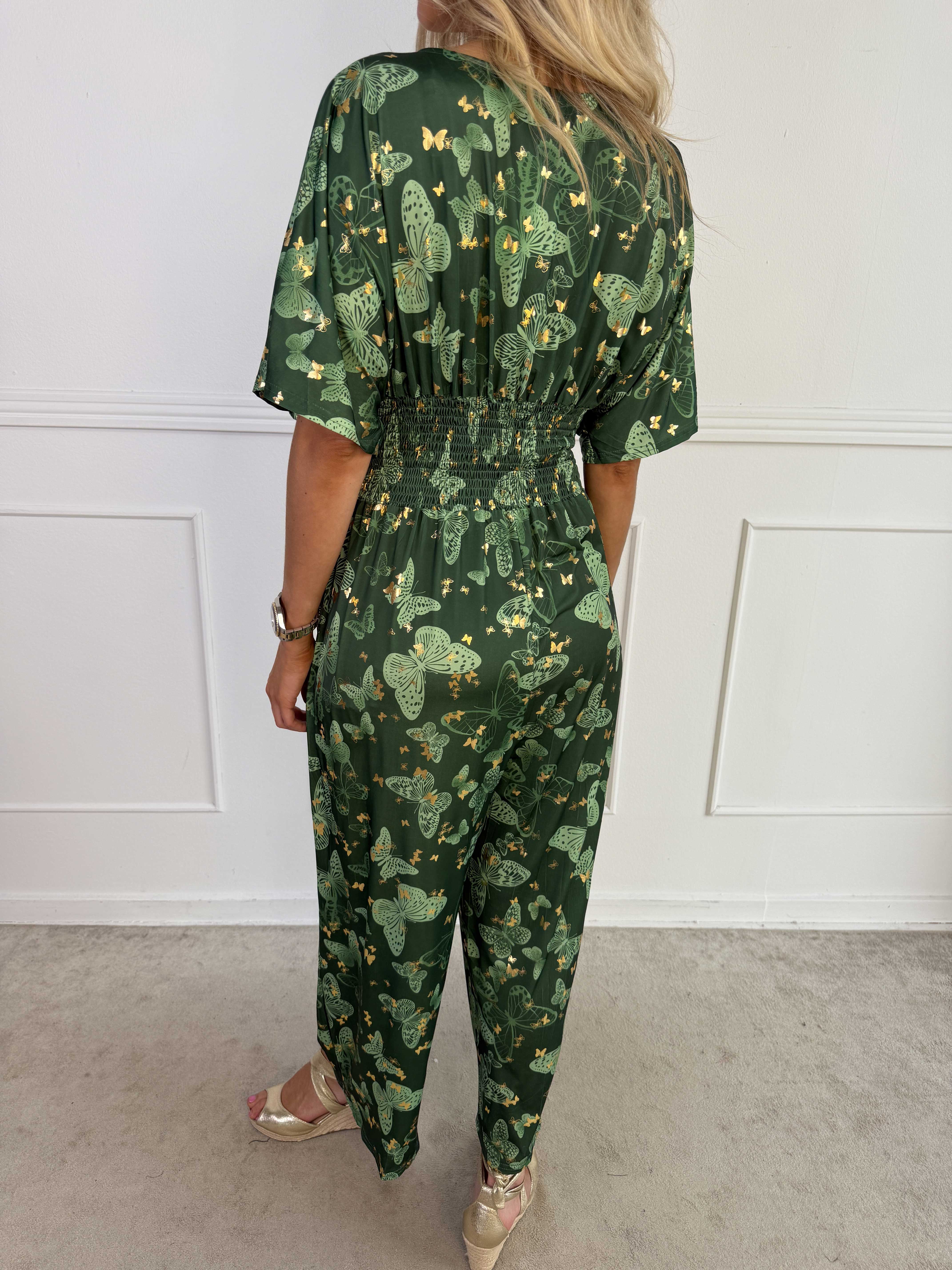 Pams Butterfly Jumpsuit - Elastisk buksedragt i sommerfugleprint
