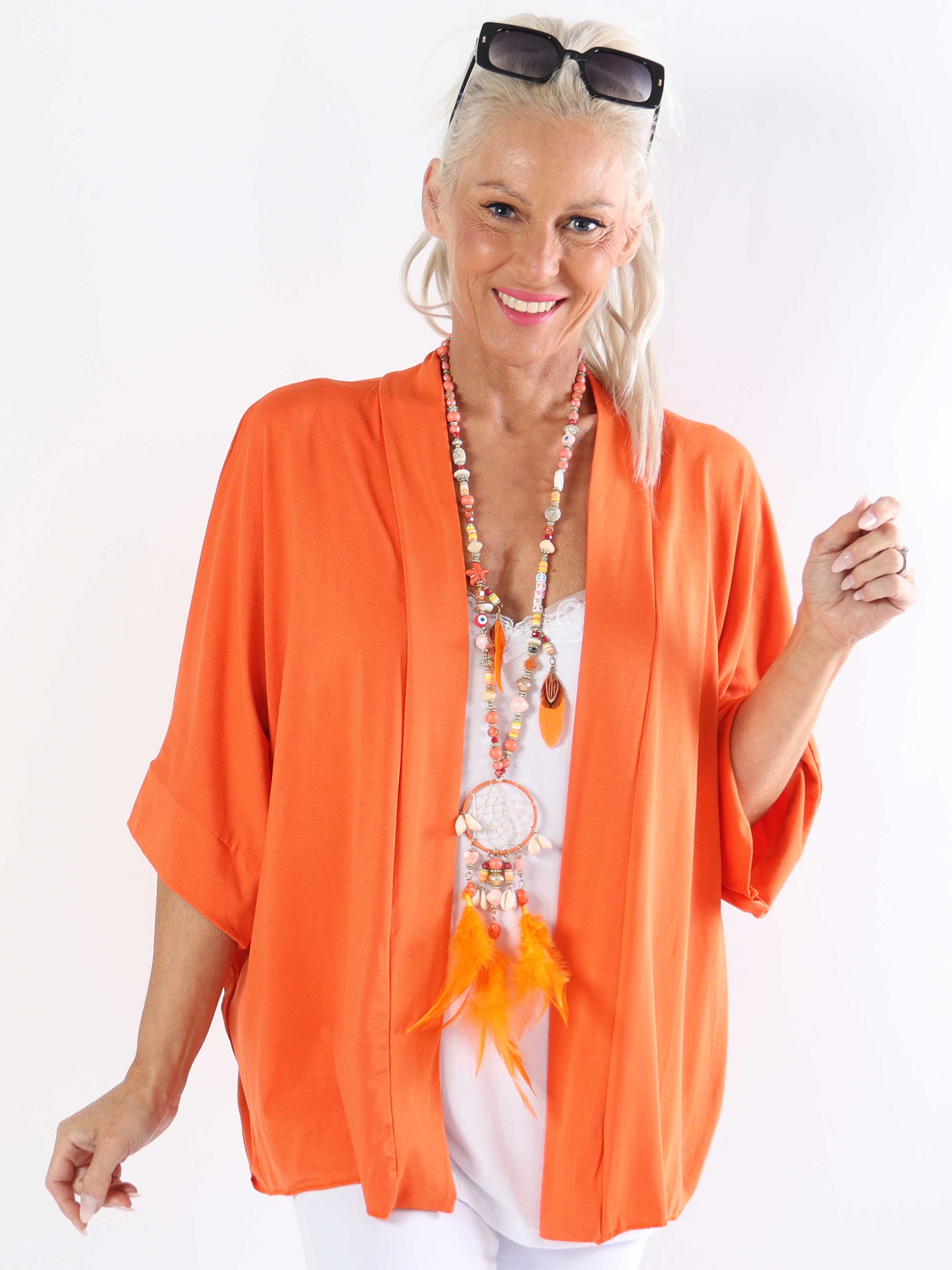 Mimi - Plus size ensfarvet cardigan i viskose