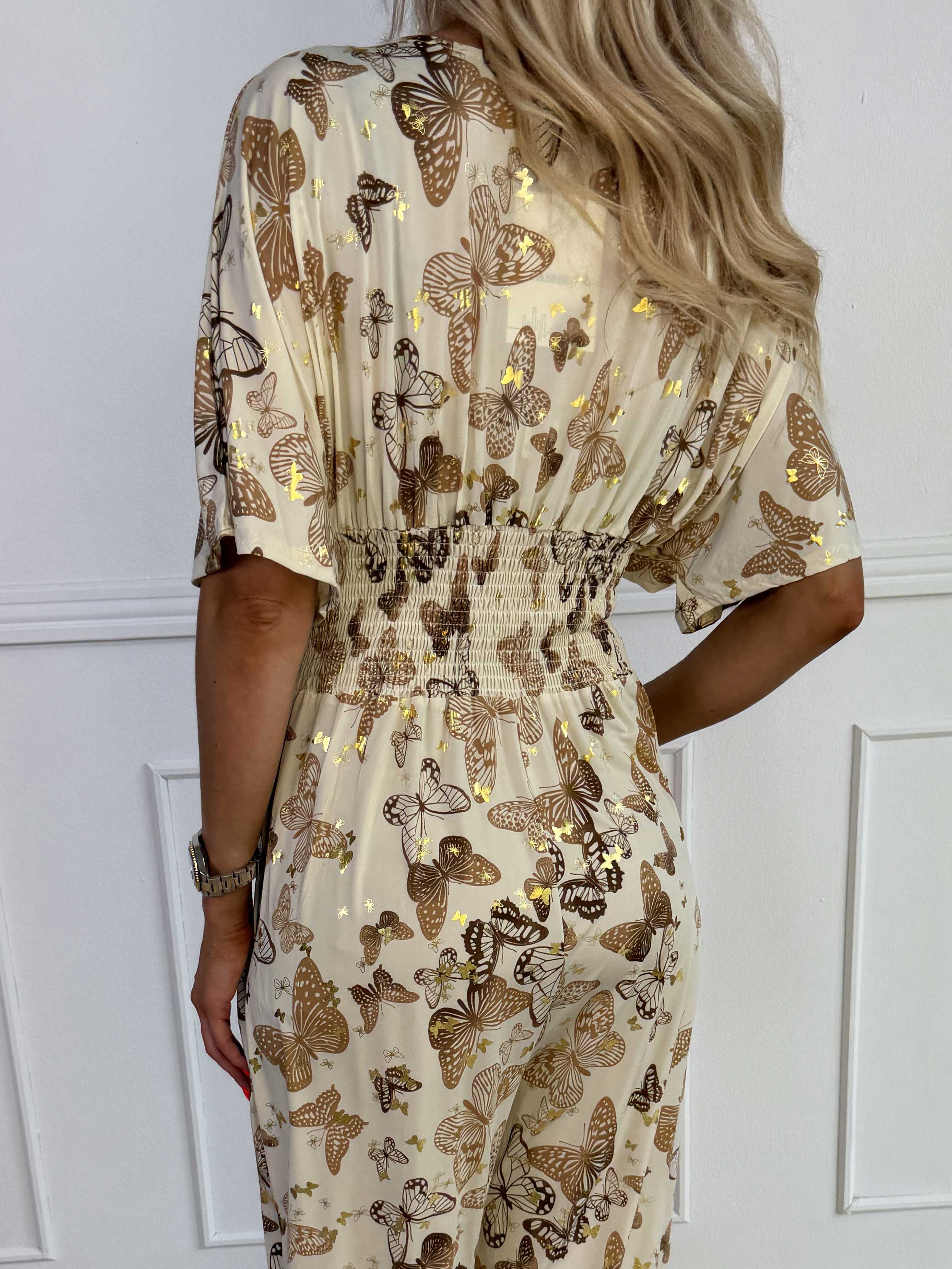 Pams Butterfly Jumpsuit - Elastisk buksedragt i sommerfugleprint