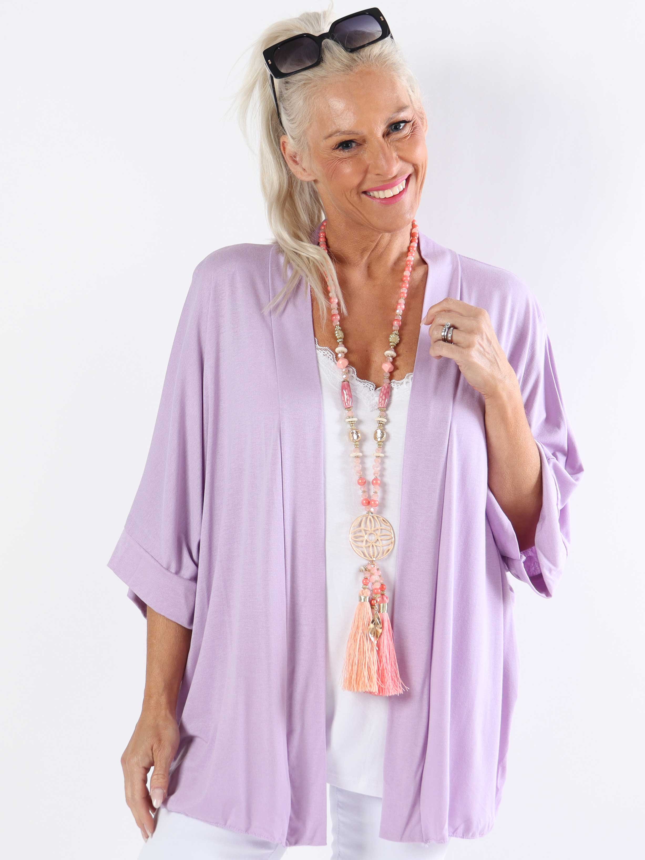 Mimi - Plus size ensfarvet cardigan i viskose